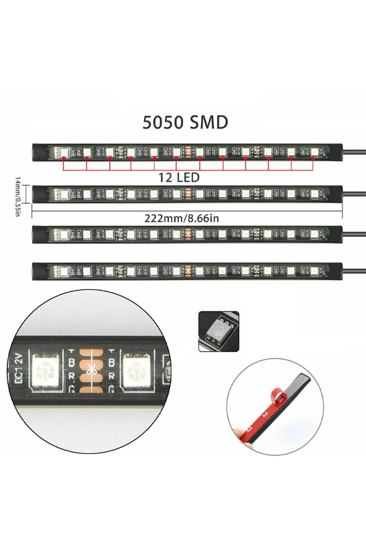 C9-12 مدخل ولاعة سجائر LED من هيونداي، 4 مصابيح LED يمكن التحكم فيها من خلال RGB، حساسة للصوت أسفل القدم 4