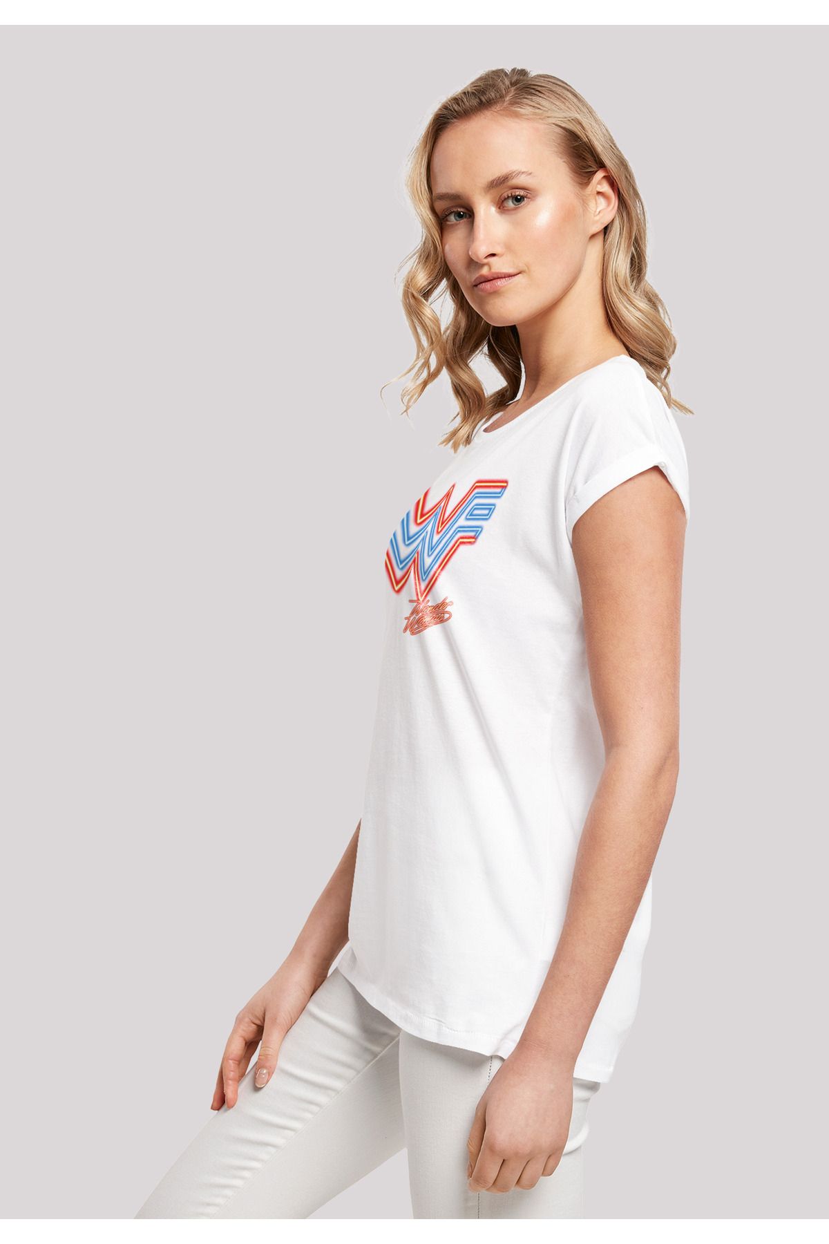 Wonder Damen-T-Shirt F4NT4STIC mit Trendyol DC - Emblem verlängerter Damen Neon Schulter mit Comics Woman 84