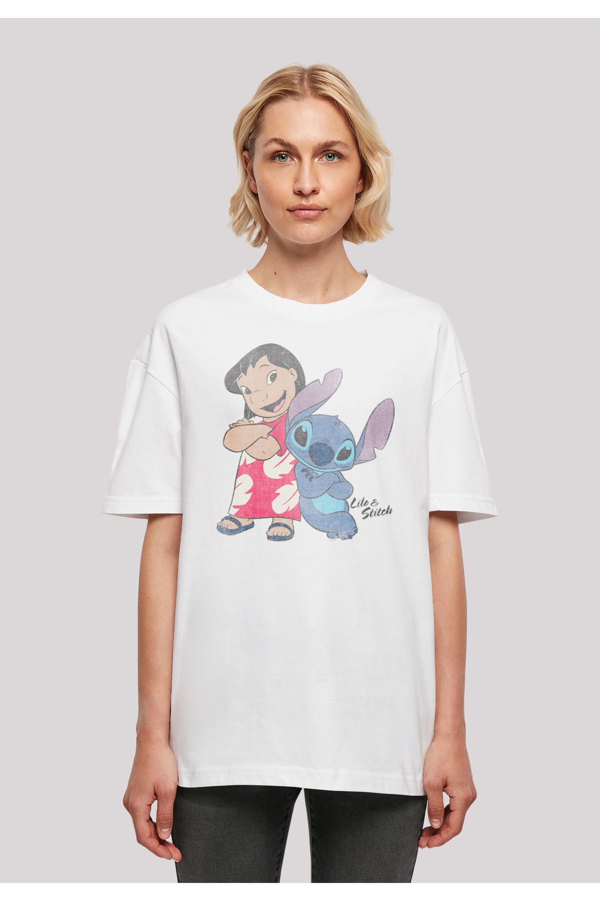 - übergroßem Trendyol F4NT4STIC Damen Lilo-&-Stitch-Classic mit für Disney Shirt Damen Boyfriend-T-