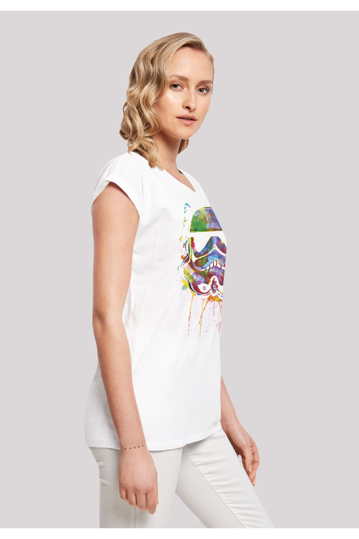 Neue Produktinformationen F4NT4STIC Damen - Damen-T-Shirt Stormtrooper Schulter mit Trendyol Splats Paint mit verlängerter