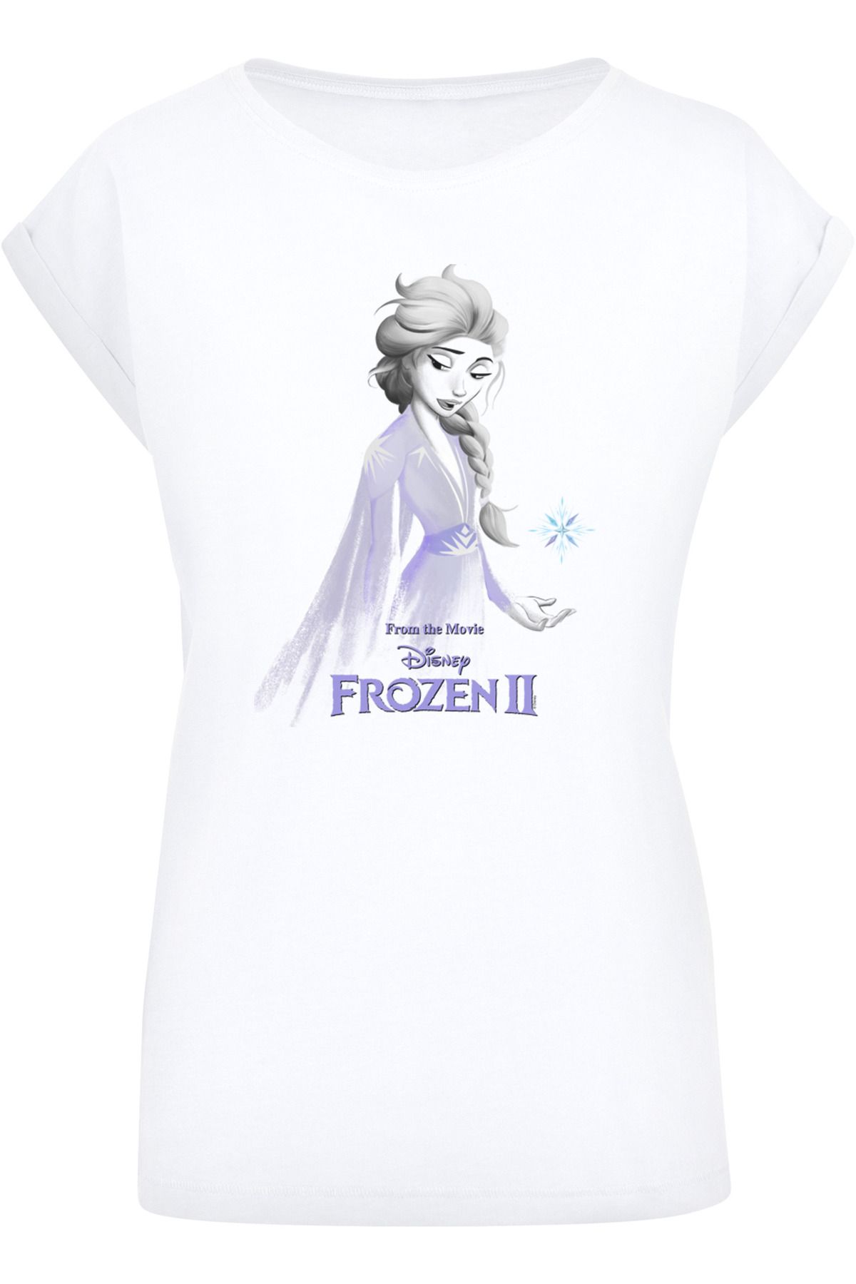 F4NT4STIC Damen Disney Frozen Schulter - Unity Schneeflocke mit mit 2 verlängerter Trendyol Elsa Damen-T-Shirt