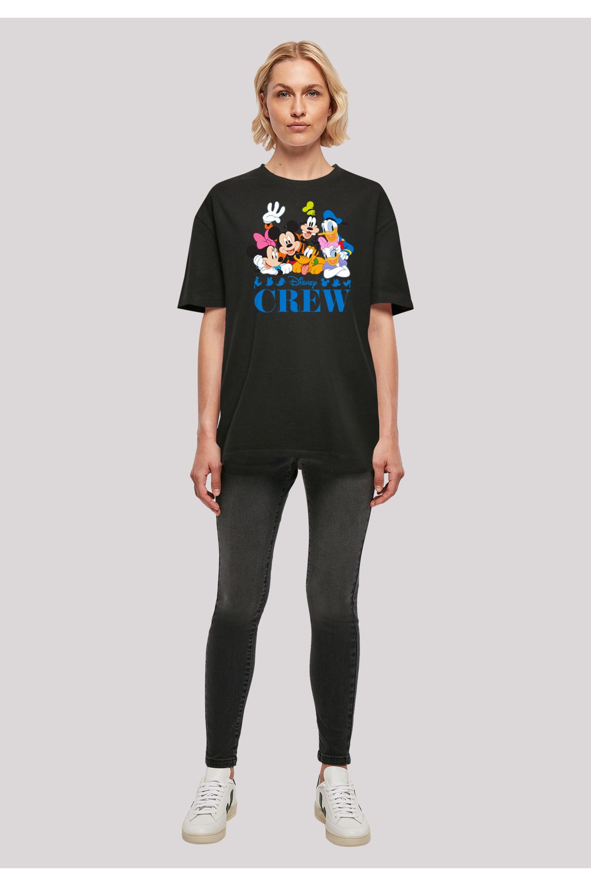 Friends Disney -BLK Trendyol Damen übergroßem Mouse Damen Mickey F4NT4STIC mit - Disney Boyfriend-T-Shirt für