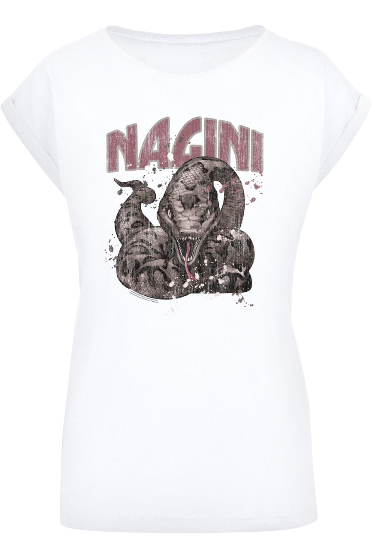 F4NT4STIC Damen Harry Potter Nagini - mit mit Splats Schulter Damen-T-Shirt verlängerter Trendyol