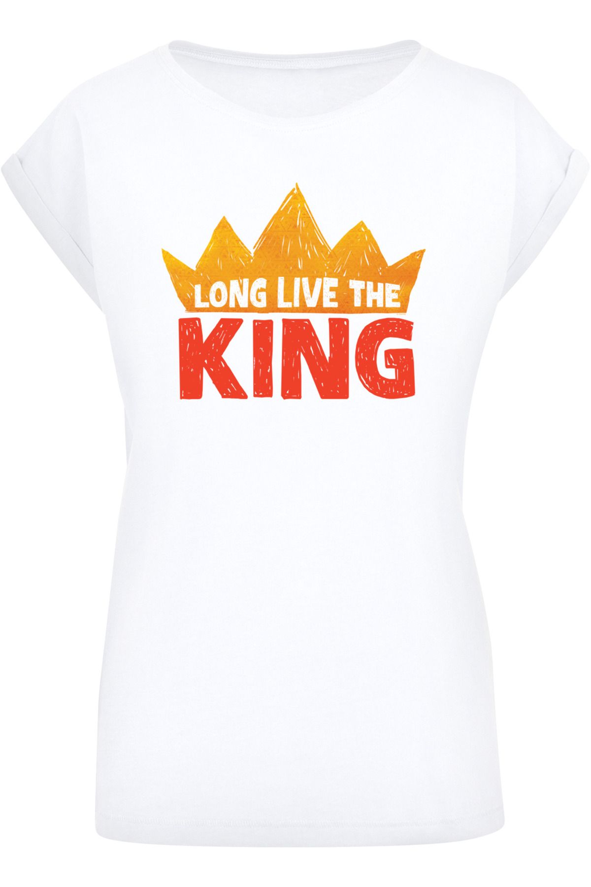 mit Film Damen-T-Shirt Lang F4NT4STIC der König Damen lebe König Disney verlängerter der Der Trendyol mit Löwen - Schulterpartie