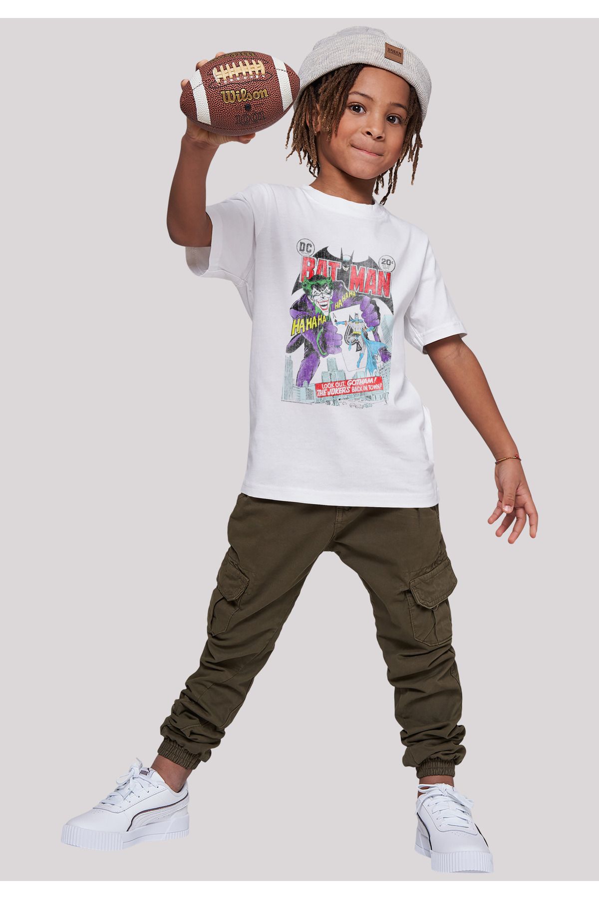 Kinder-Basic-T-Shirt Trendyol mit Kinder-Batman-Joker-Spielkartenhülle F4NT4STIC -