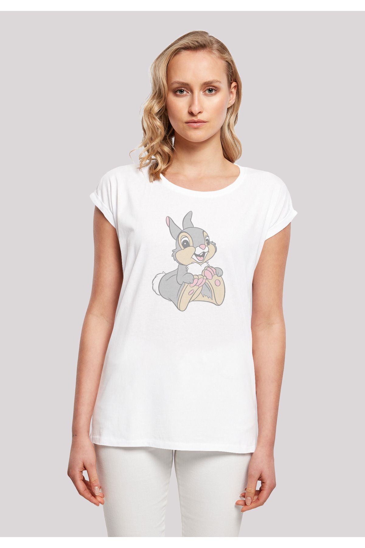 F4NT4STIC Damen Disney-Classics-Bambi-Thumper mit Trendyol mit Damen-T-Shirt verlängerter Schulter 