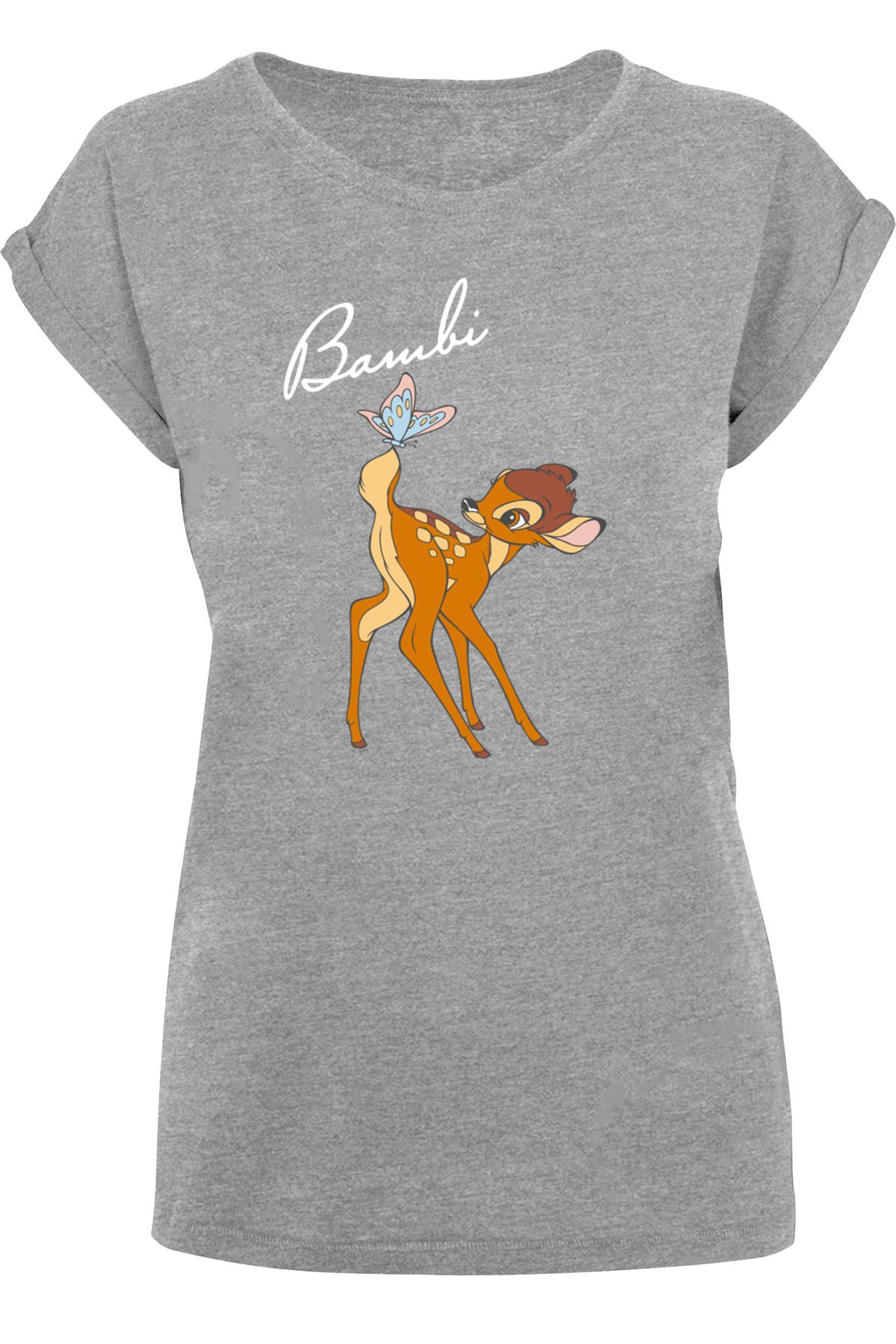 F4NT4STIC Damen Disney Bambi Butterfly mit Damen-T-Shirt Trendyol verlängerter - Schulter Tail-GRY mit