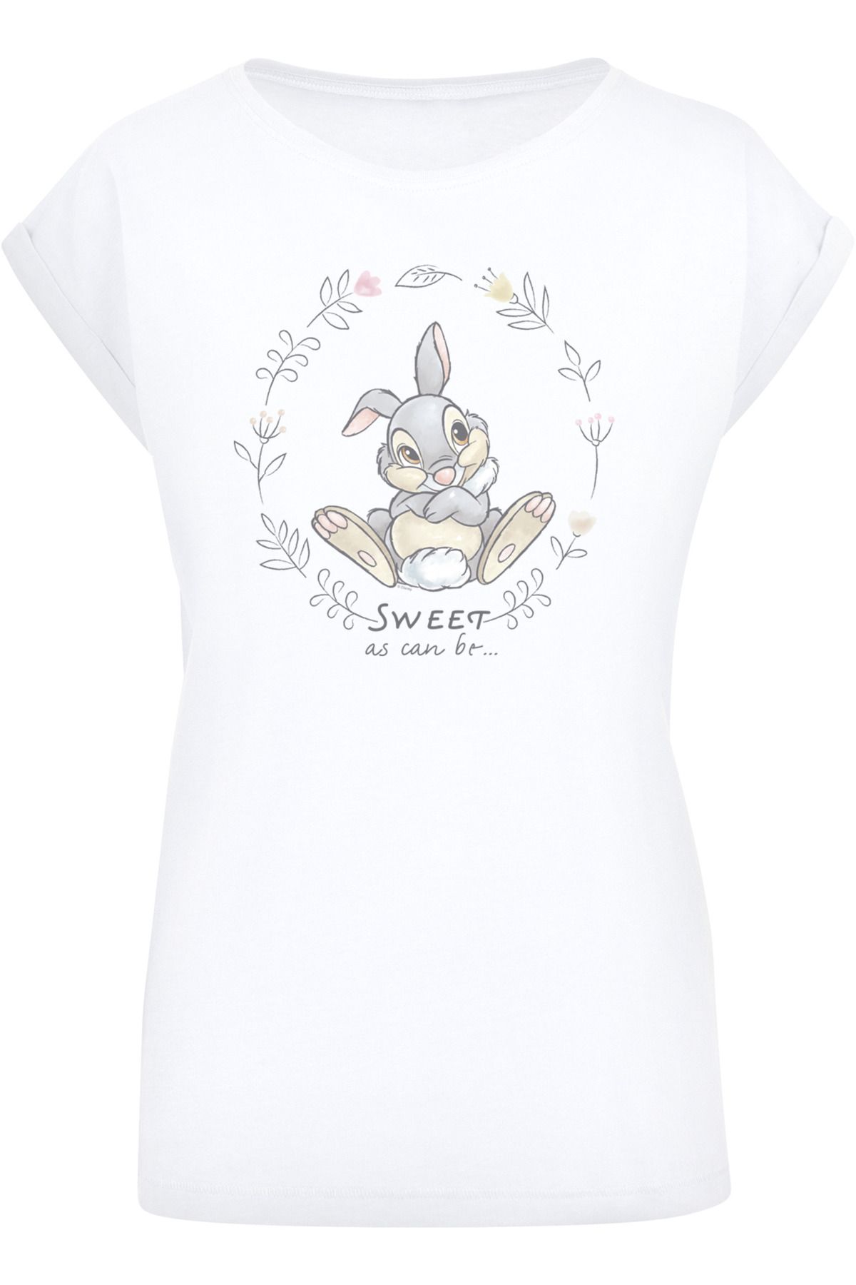 T-Shirt Ladies Shoulder Sweet Disney mit F4NT4STIC Can - Bambi Damen Extended As Be-WHT Trendyol Thumper