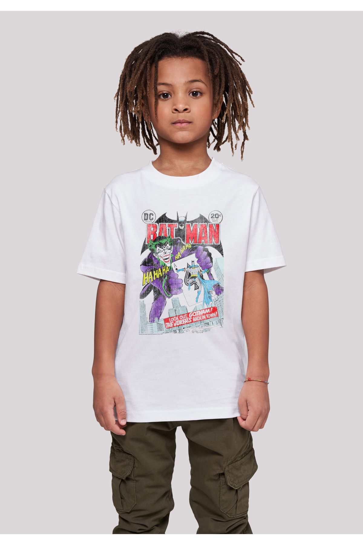 F4NT4STIC Kinder-Batman-Joker-Spielkartenhülle Trendyol mit Kinder-Basic-T-Shirt 