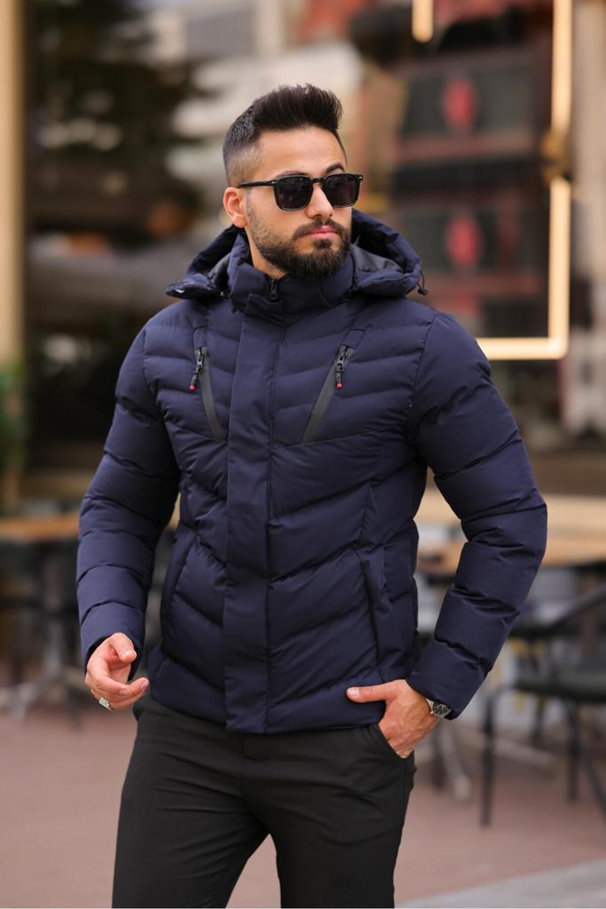 DOXGER Winter Jacket Dark blue Slim Fit Trendyol