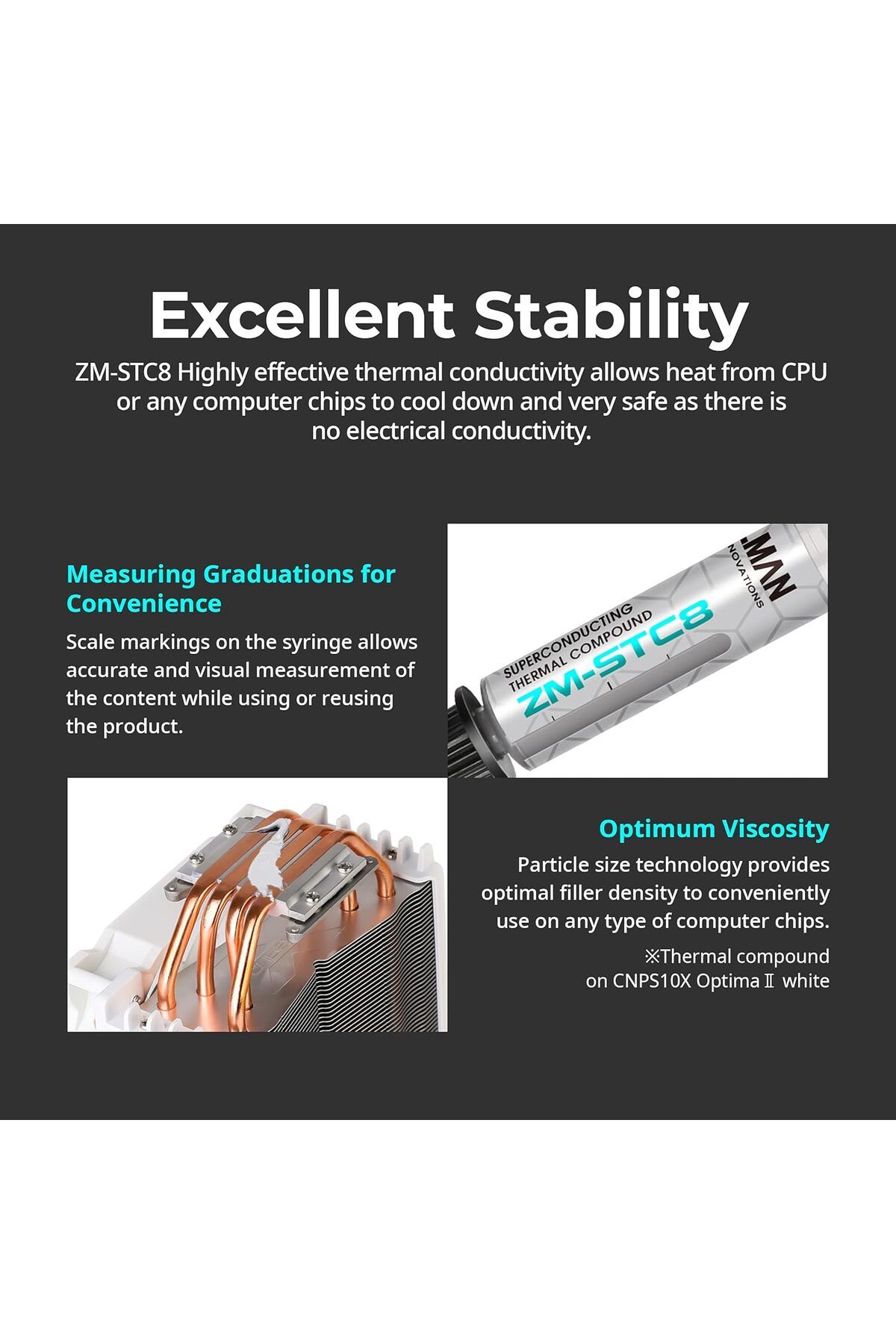 Zalman-STC8 1.5g 8.3w/m.K Gray High Performance Thermal Paste 3