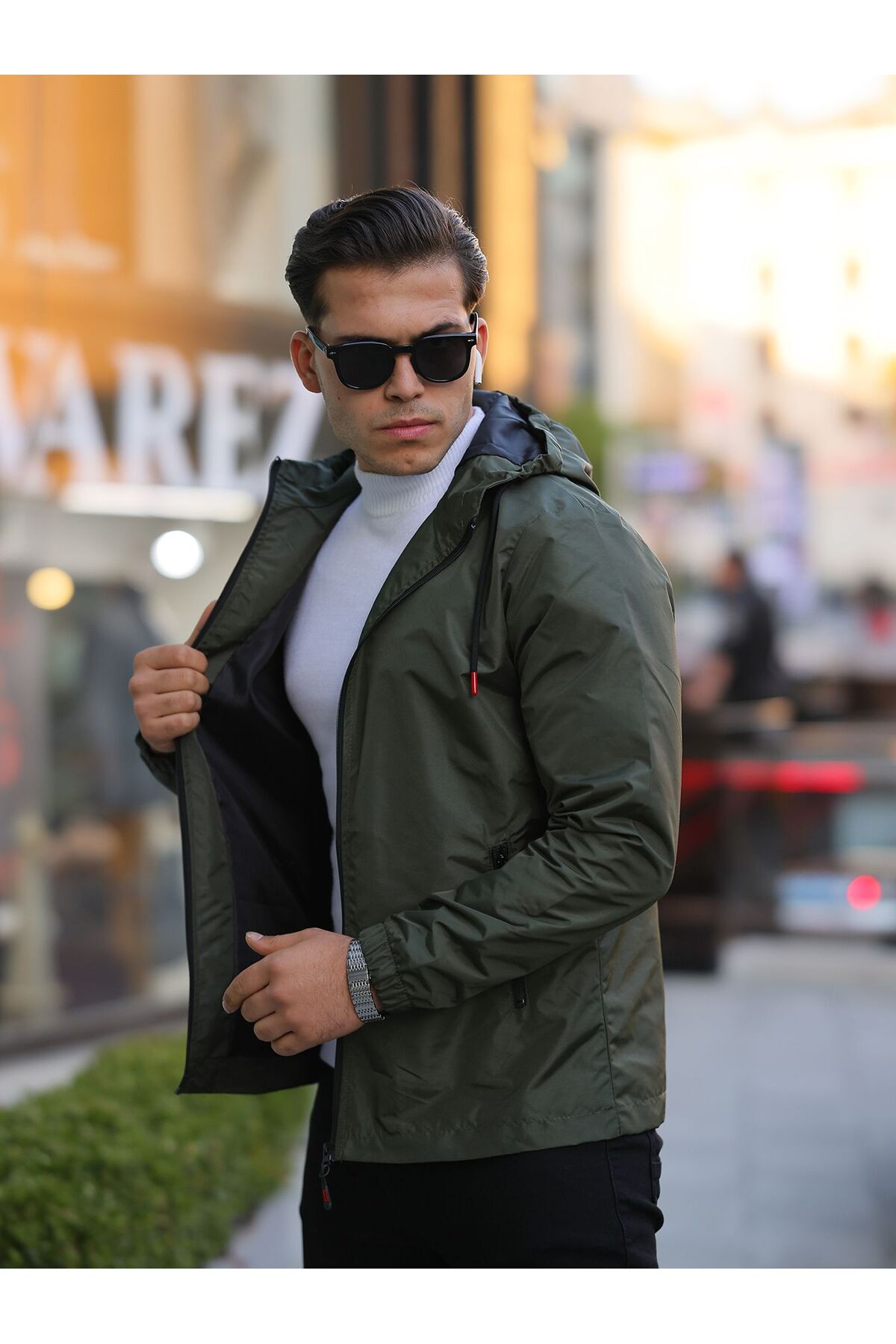 کاپشن ساده فصلی و بارانی — خاکی 44444 — تصویر 3 از 4