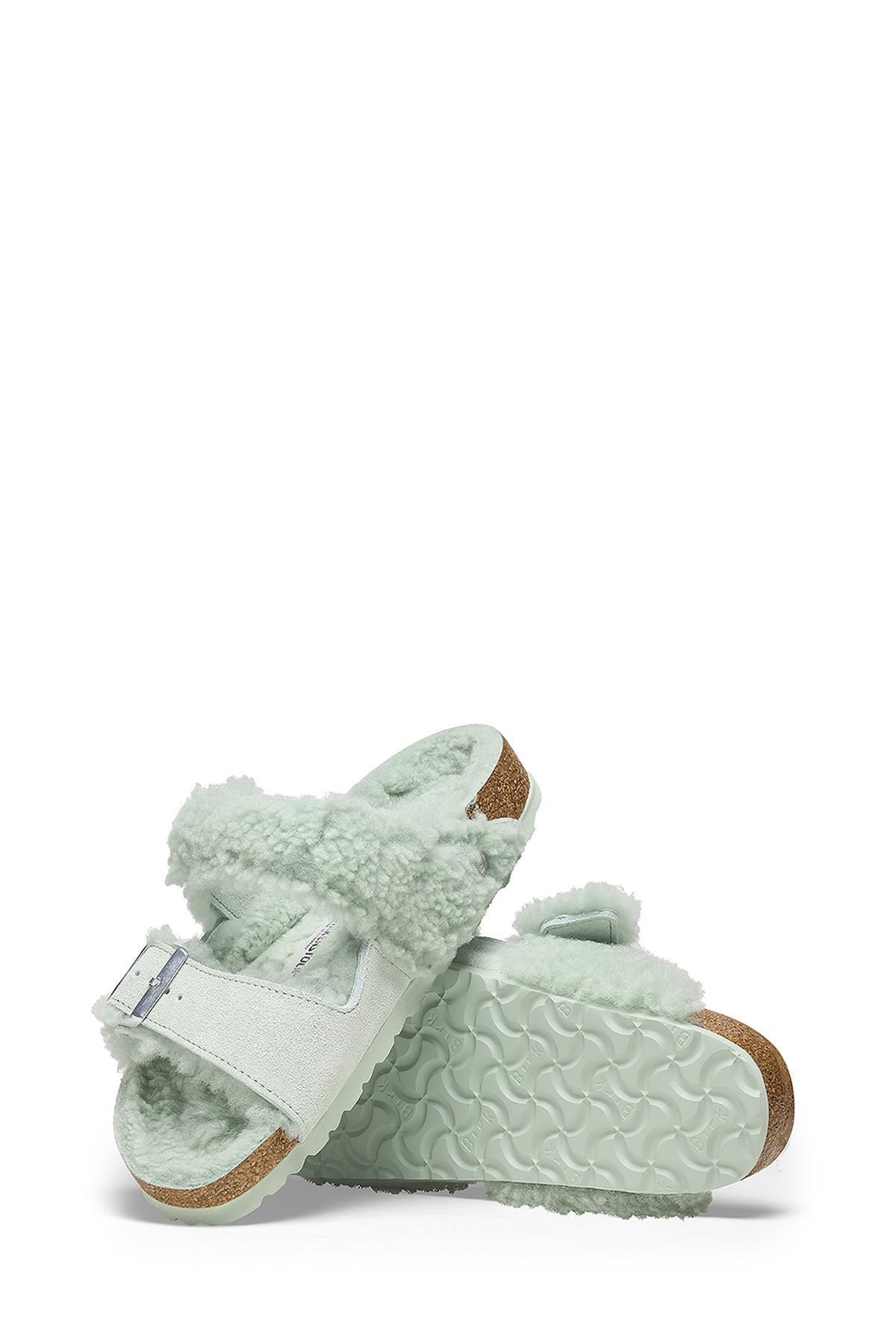 دمپایی سبز زنانه آریزونا تقسیم VL Teddy Laf Sandals 1025539 Birkenstock
