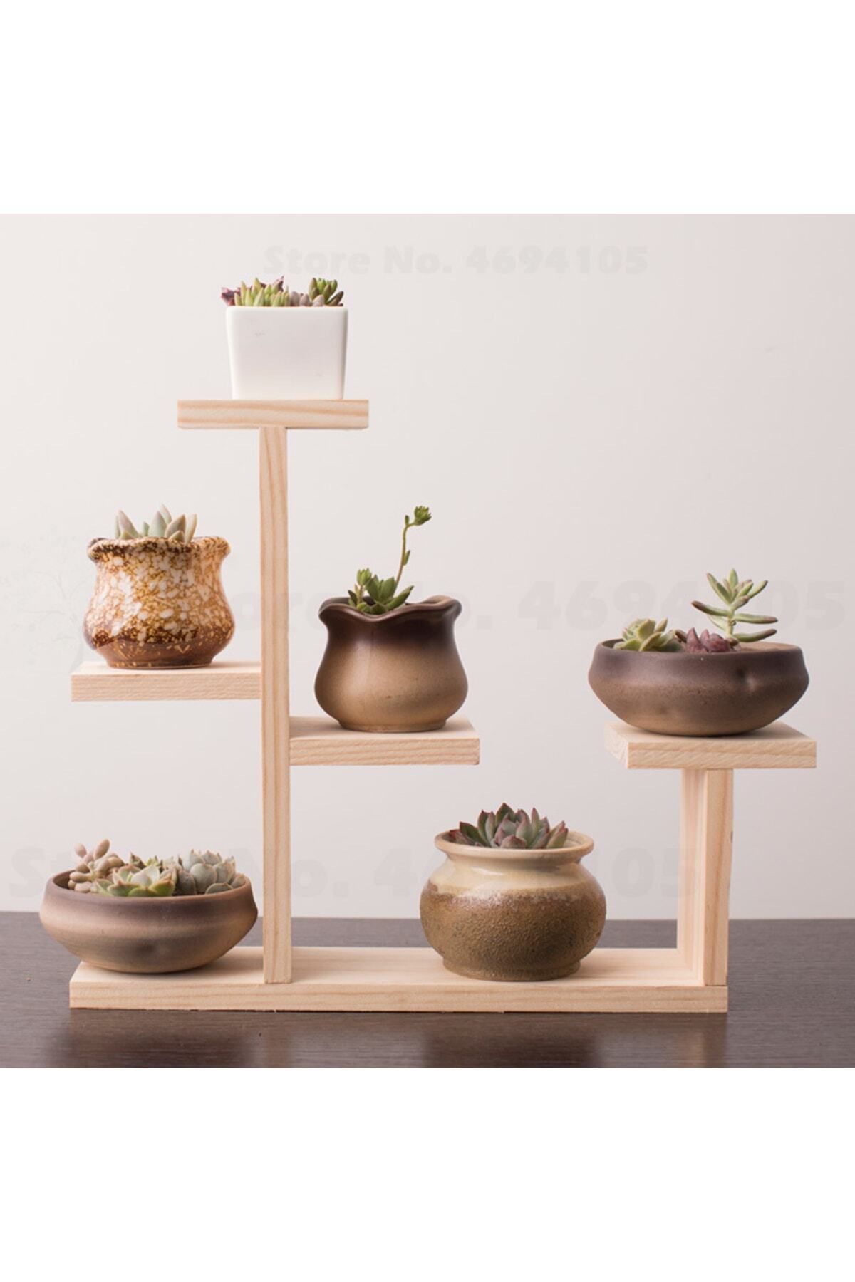 Tiydem-Wooden Desktop Shelf - Window and Cactus Flower Pot Stand 3