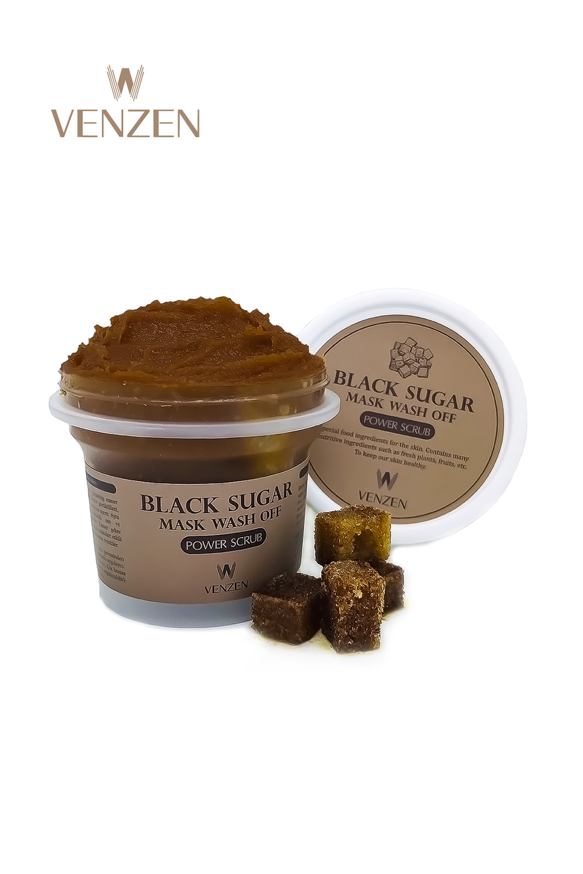 Venzen ® Black Sugar Yenileyici Yüz Bakım Peeling Maske, Black Sugar Wash Off Soft Scrub 100g