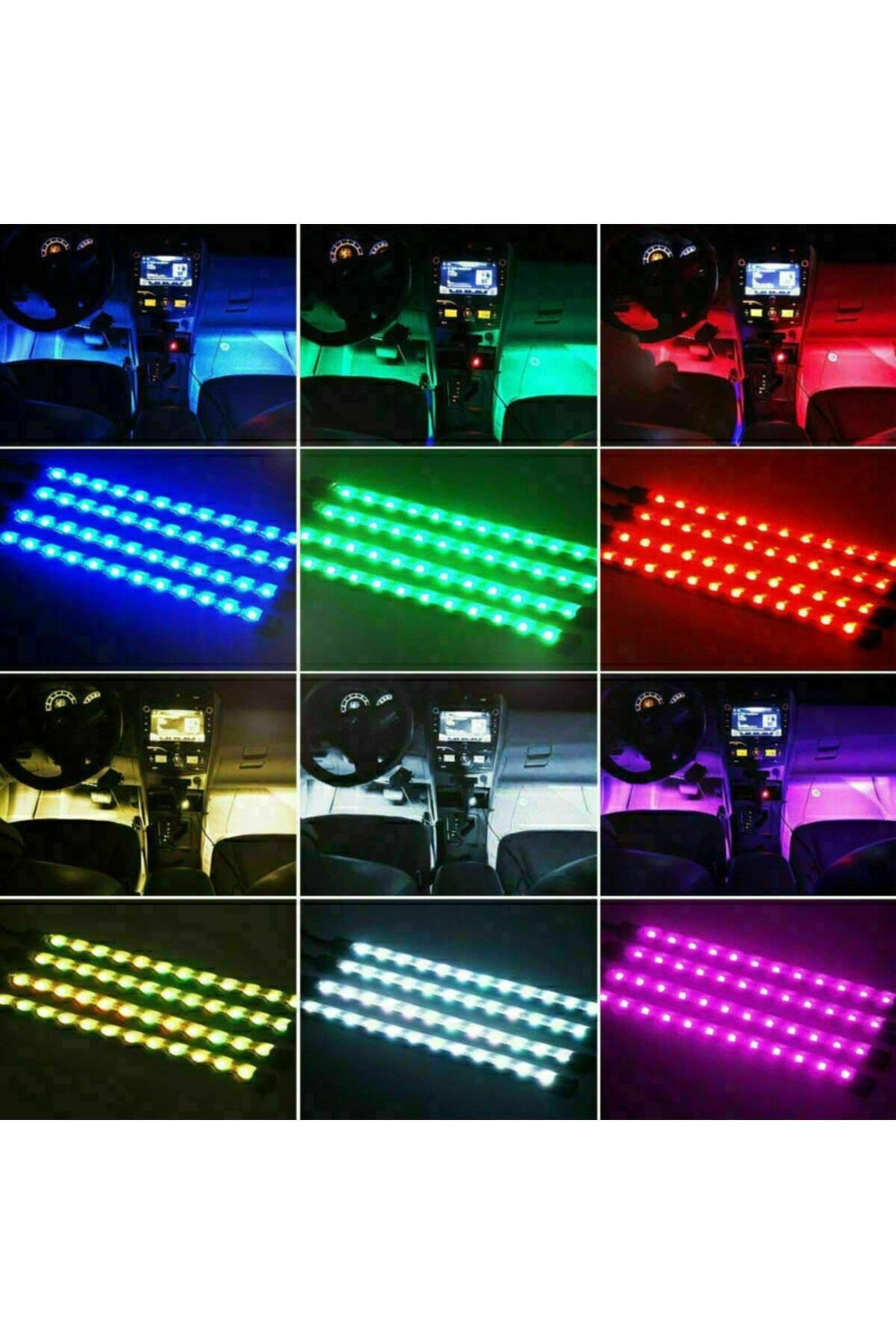 C9-12 مدخل ولاعة سجائر LED من هيونداي، 4 مصابيح LED يمكن التحكم فيها من خلال RGB، حساسة للصوت أسفل القدم 3