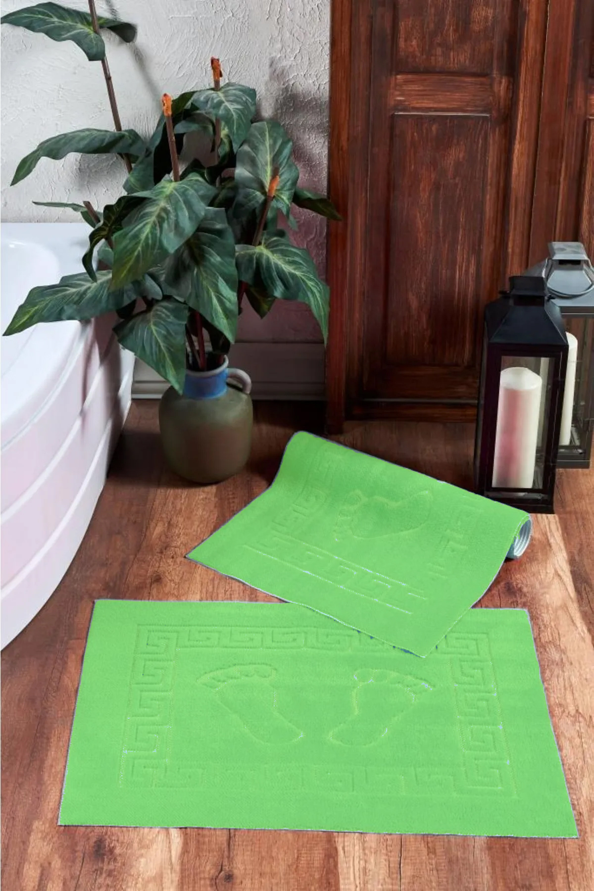 Louis Marie | 50 X 70 Cm | Tekli Ayak Izli | Kaymaz Tabanlı |tekli Banyo Halısı | Yeşil