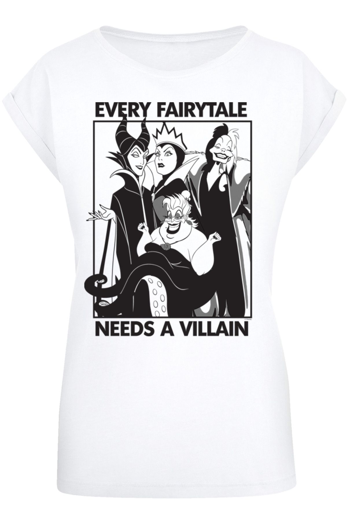 F4NT4STIC Damen mit Shoulder Disney-Classic-Villains T-Shirt und DISNEY-Halsaufdruck Ladies Extended Trendyol 