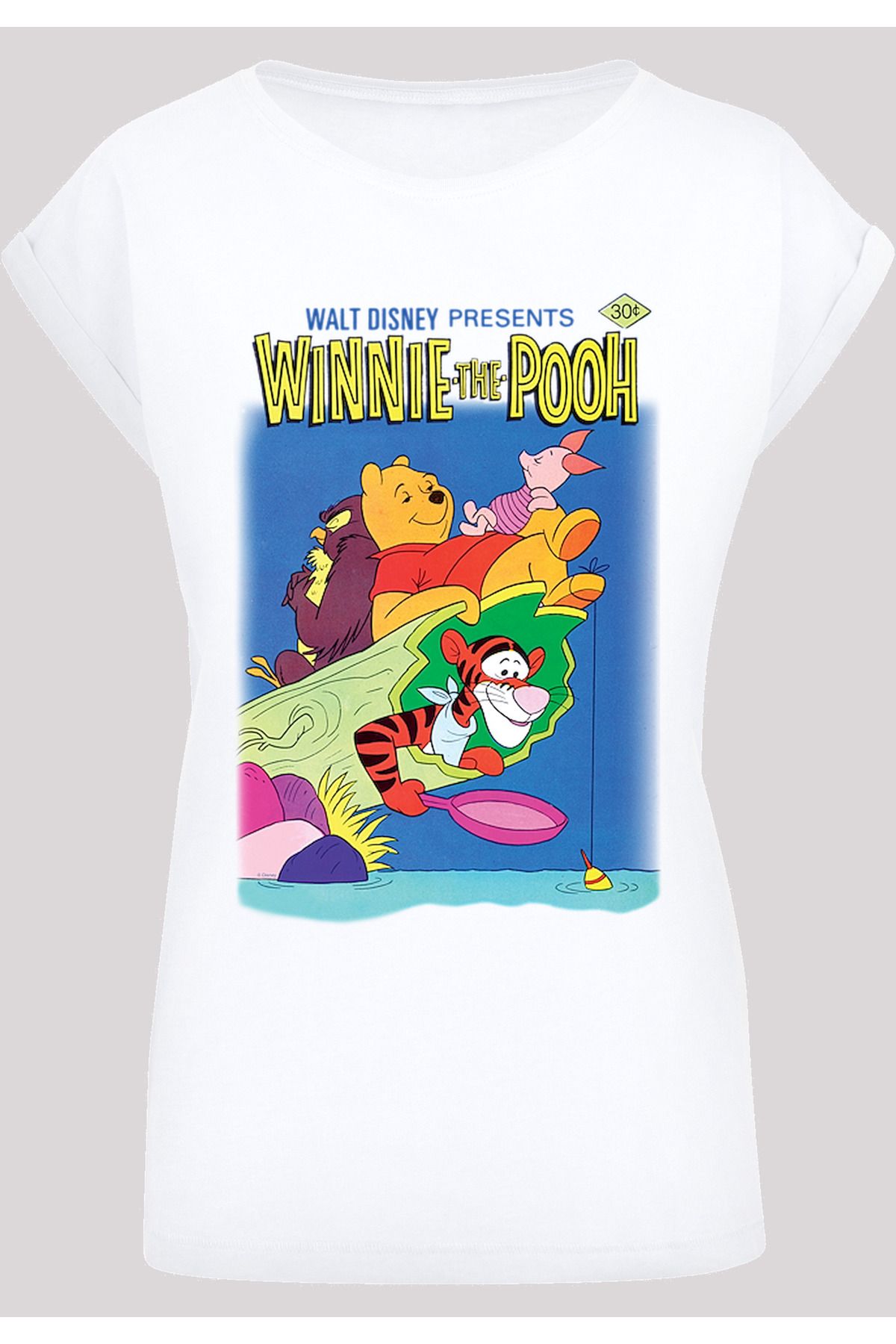 The Damen Schulter mit Winnie Pooh Poster F4NT4STIC - mit Damen-T-Shirt verlängerter Trendyol -WHT