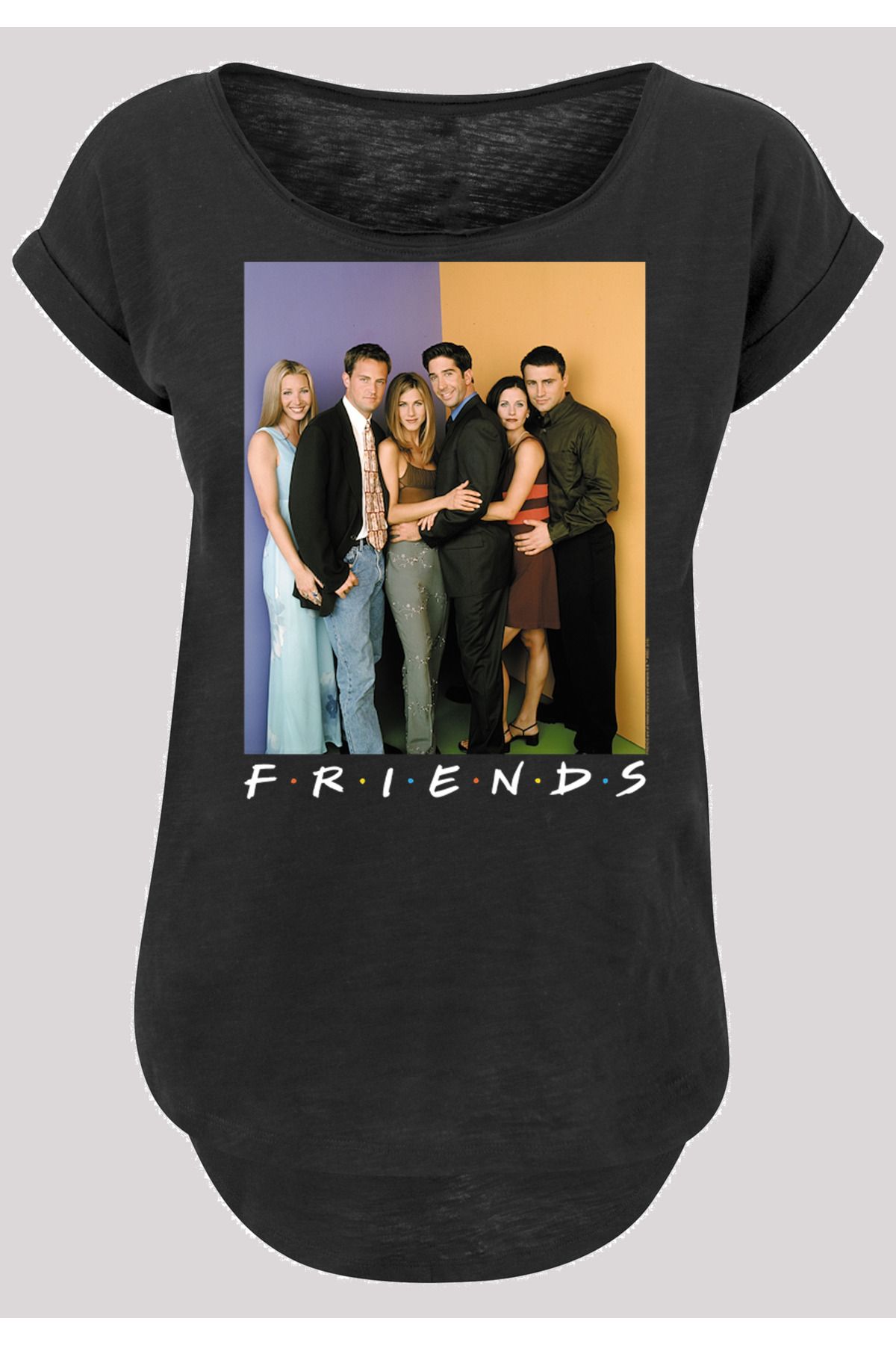 T-Shirt mit Damen Trendyol Long Friends F4NT4STIC Gruppenfoto Slub Ladies -
