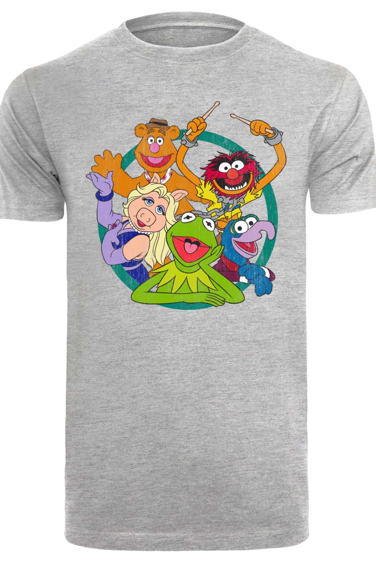 F4NT4STIC Herren The - Trendyol Disney Circle T-Shirt Group mit Rundhalsausschnitt Muppets