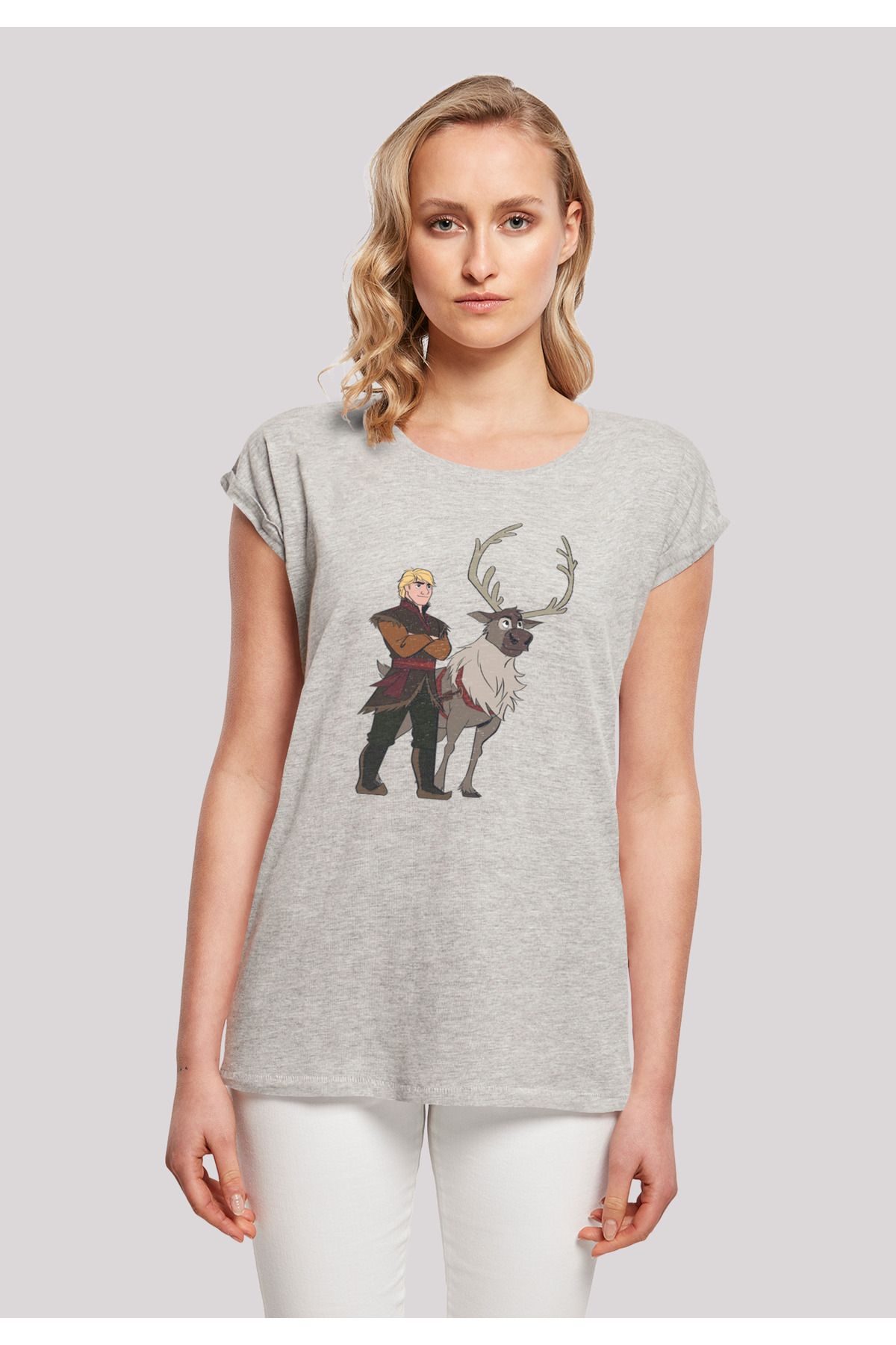 F4NT4STIC Damen Disney Frozen Kristoff T-Shirt Ladies 2 Trendyol - mit Extended Shoulder und Sven