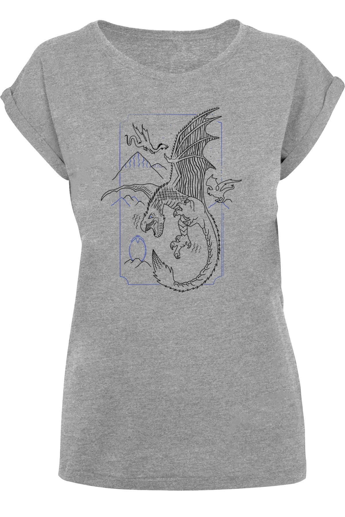 F4NT4STIC Damen Dragon Potter verlängerter Line - mit Trendyol Damen-T-Shirt Harry mit Schulter Art-WHT