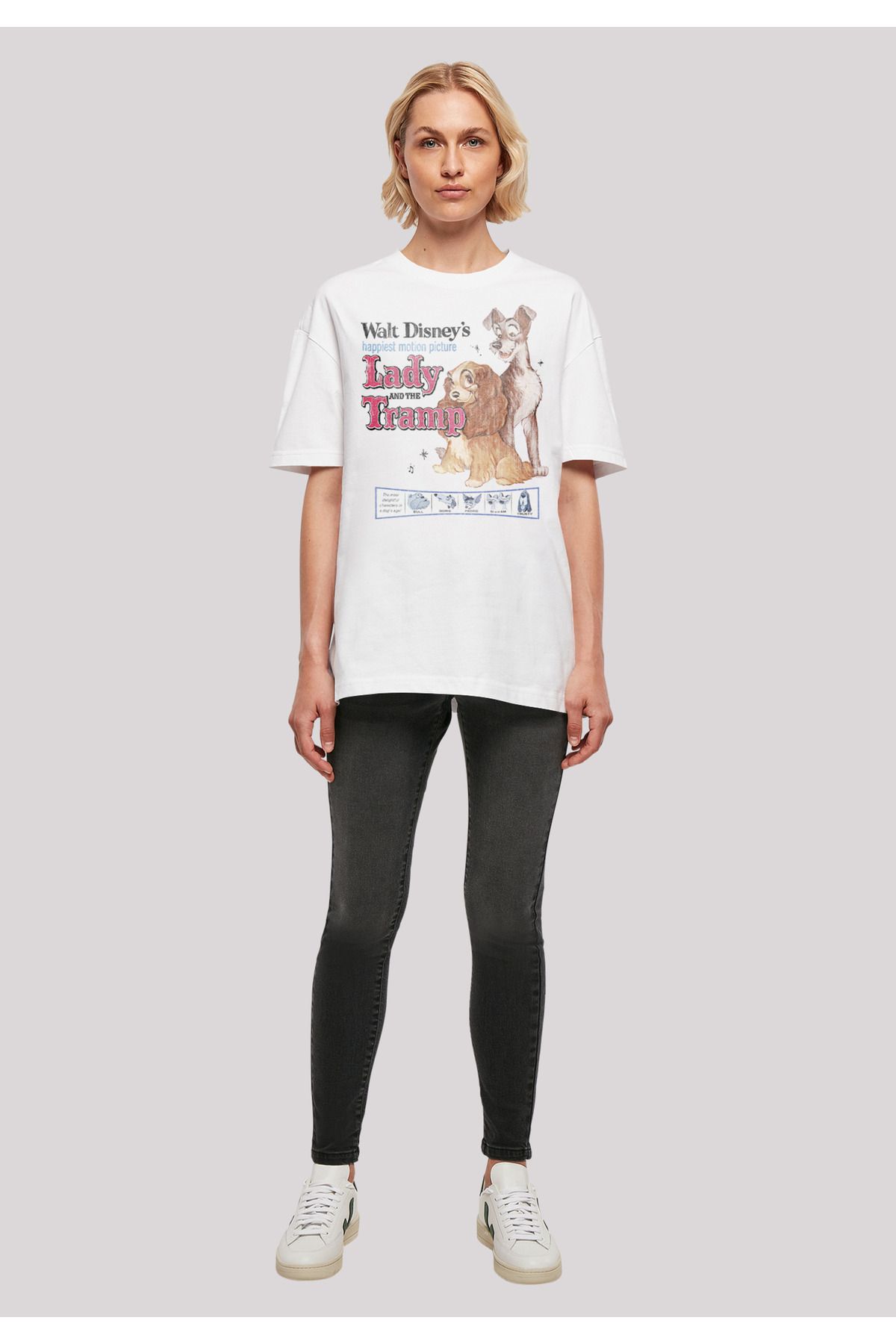 - Klassisches Disney-Poster Tramp“ „Lady Boyfriend-T-Shirt für mit Damen für F4NT4STIC Damen And Trendyol The übergroßem