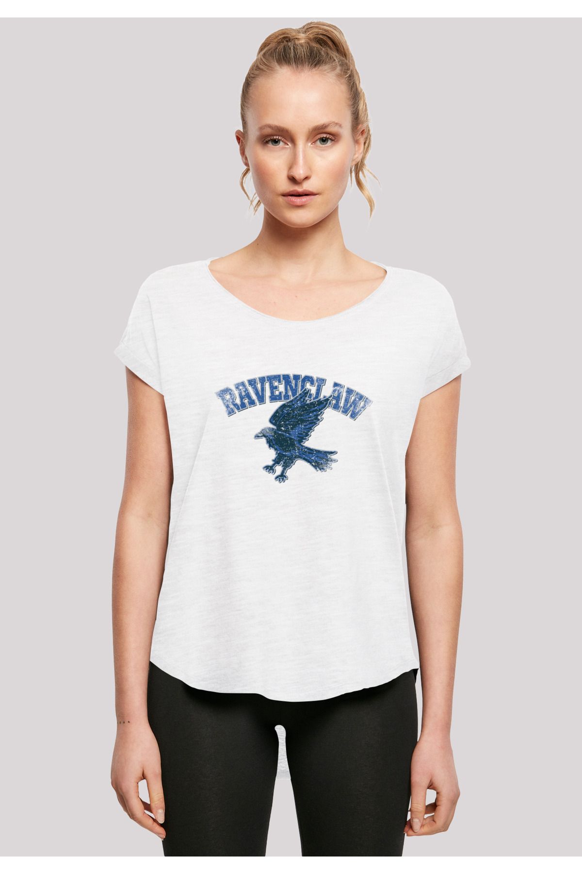 mit für Damen für Trendyol Damen F4NT4STIC Slub-T-Shirt Sport-Emblem Potter Harry langem Ravenclaw -