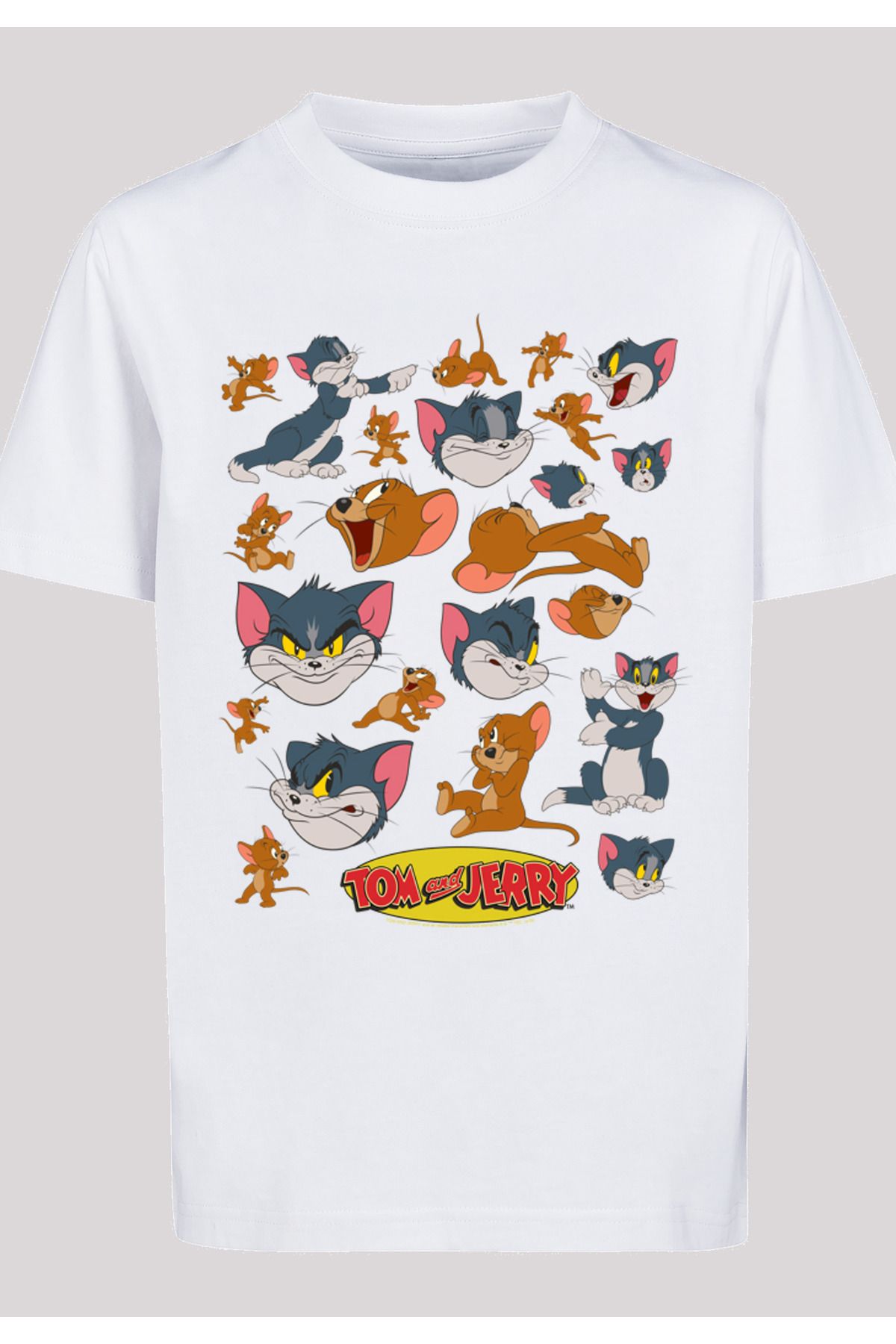 F4NT4STIC Kinder Tom Trendyol und Kinder-Basic-T-Shirt mit und Tom Jerry Gesichtern Jerry und mit vielen 