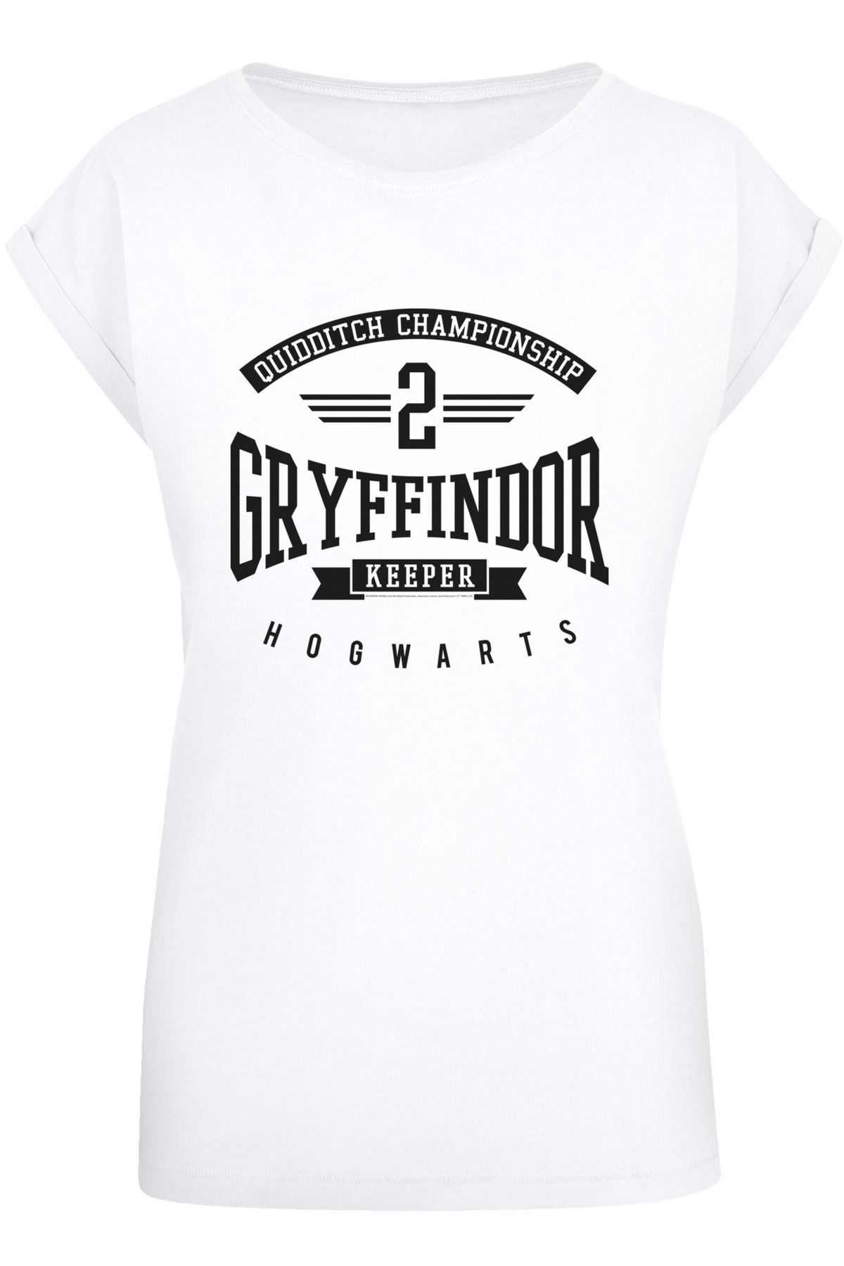 F4NT4STIC Damen mit mit - Trendyol Potter Damen-T-Shirt Harry Schulter verlängerter Gryffindor Keeper-WHT