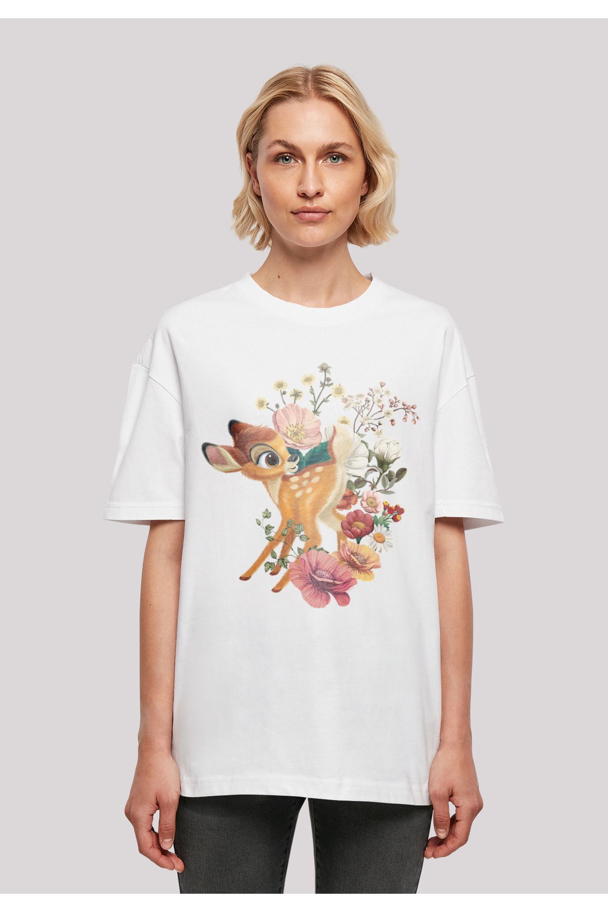 Damen F4NT4STIC Bambi übergroßem - für Boyfriend-T-Shirt Trendyol mit Damen Meadow Disney
