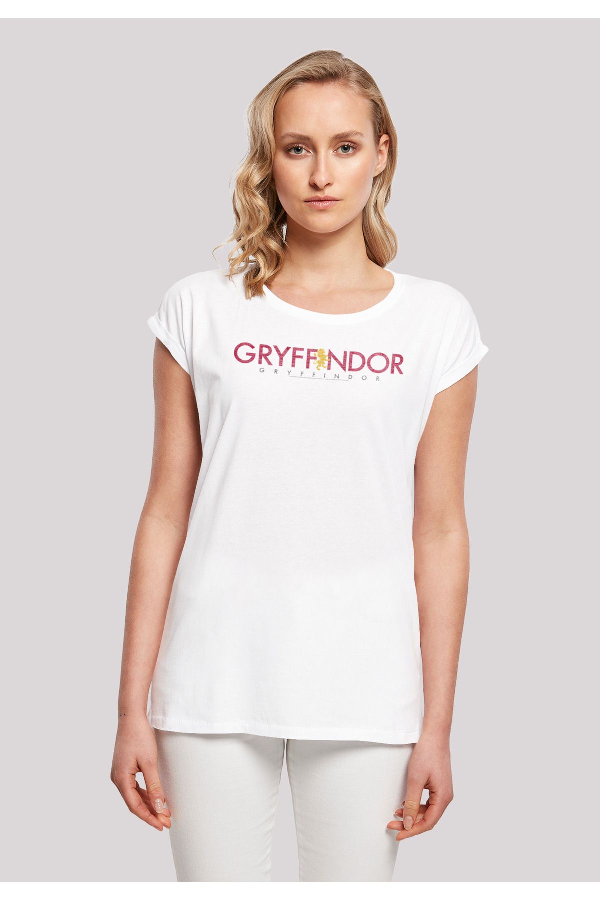 mit Trendyol Potter F4NT4STIC - Gryffindor Damen-T-Shirt verlängerter Schulter mit Harry Text Damen