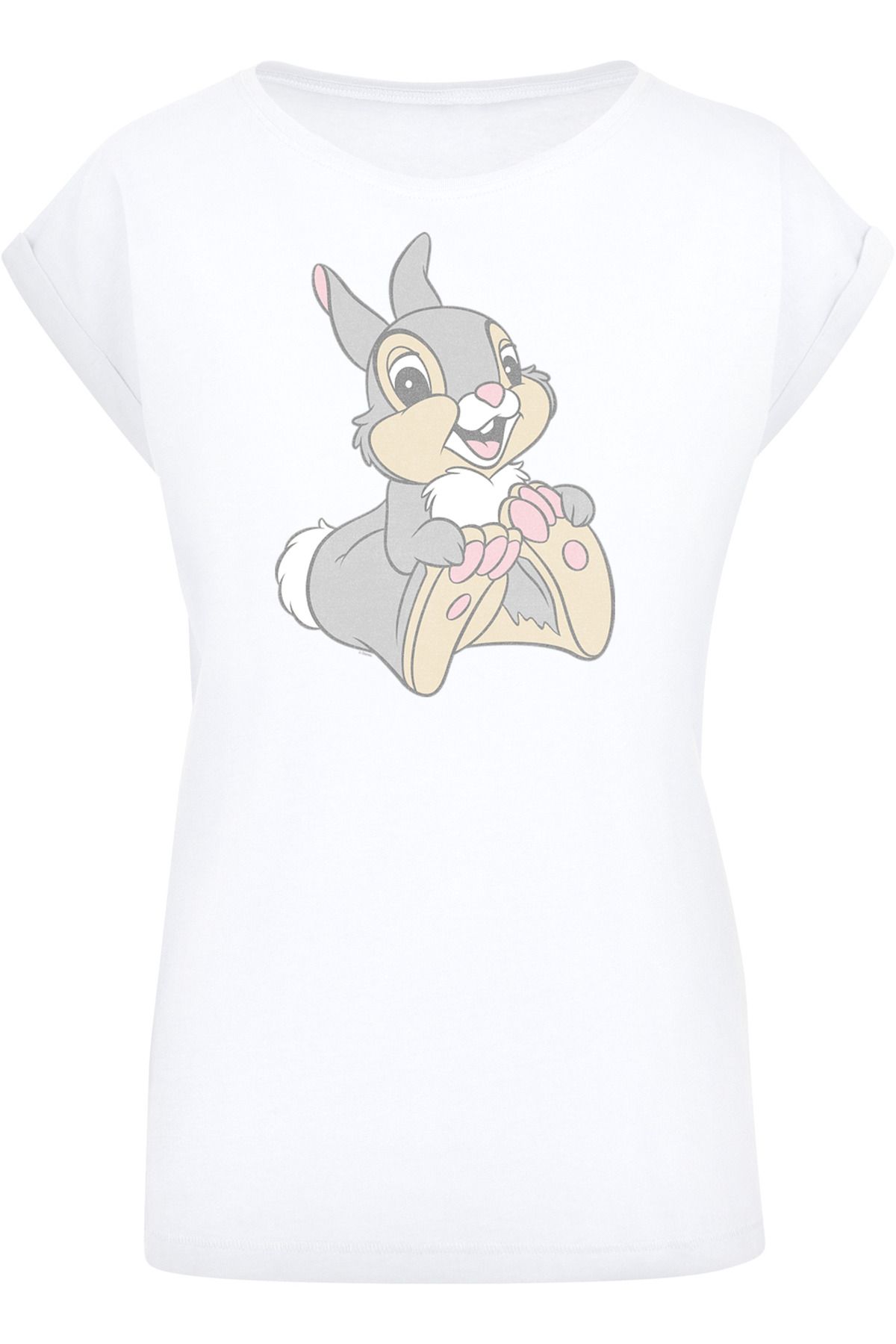 F4NT4STIC Damen mit - Trendyol Schulter verlängerter mit Disney-Classics-Bambi-Thumper Damen-T-Shirt