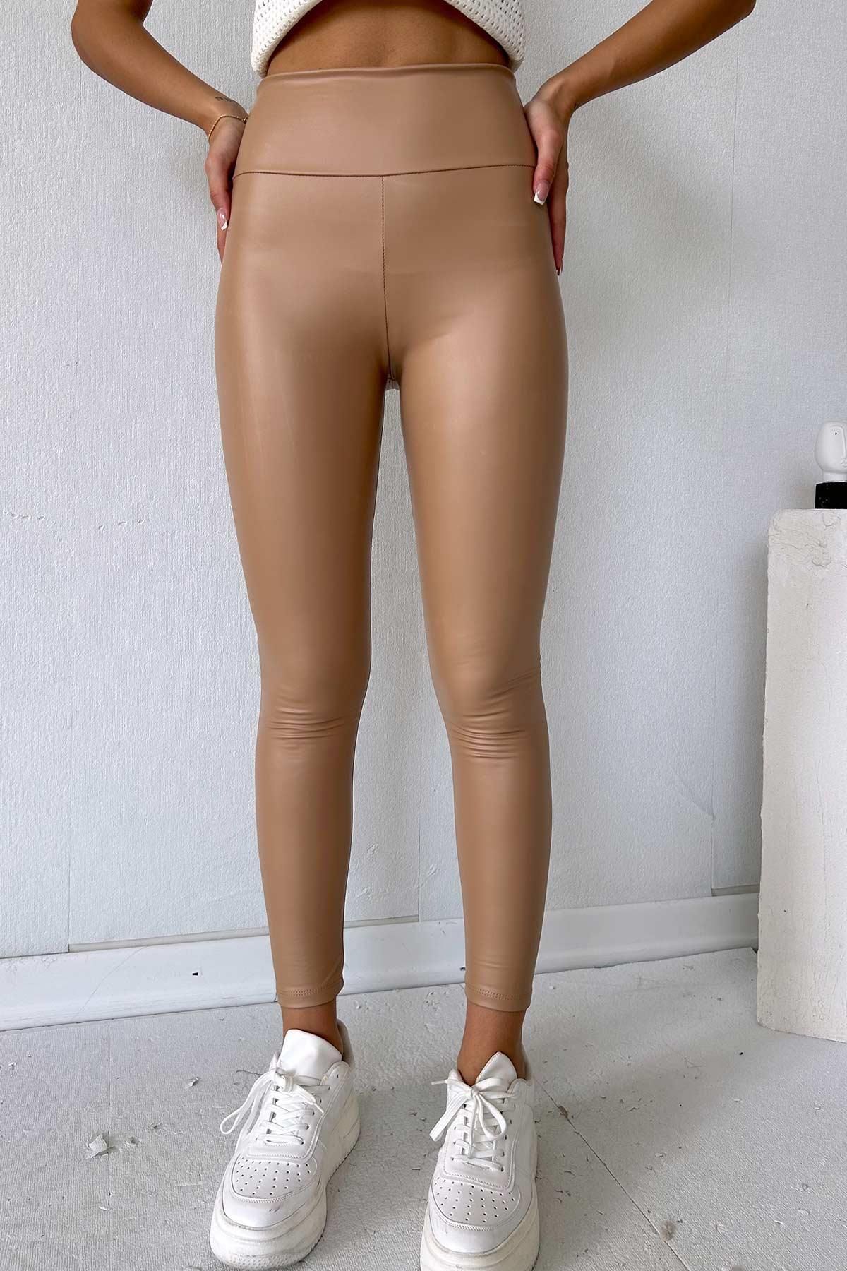 3MMM TEKST L High Waist Women s Leather Leggings with Lifting