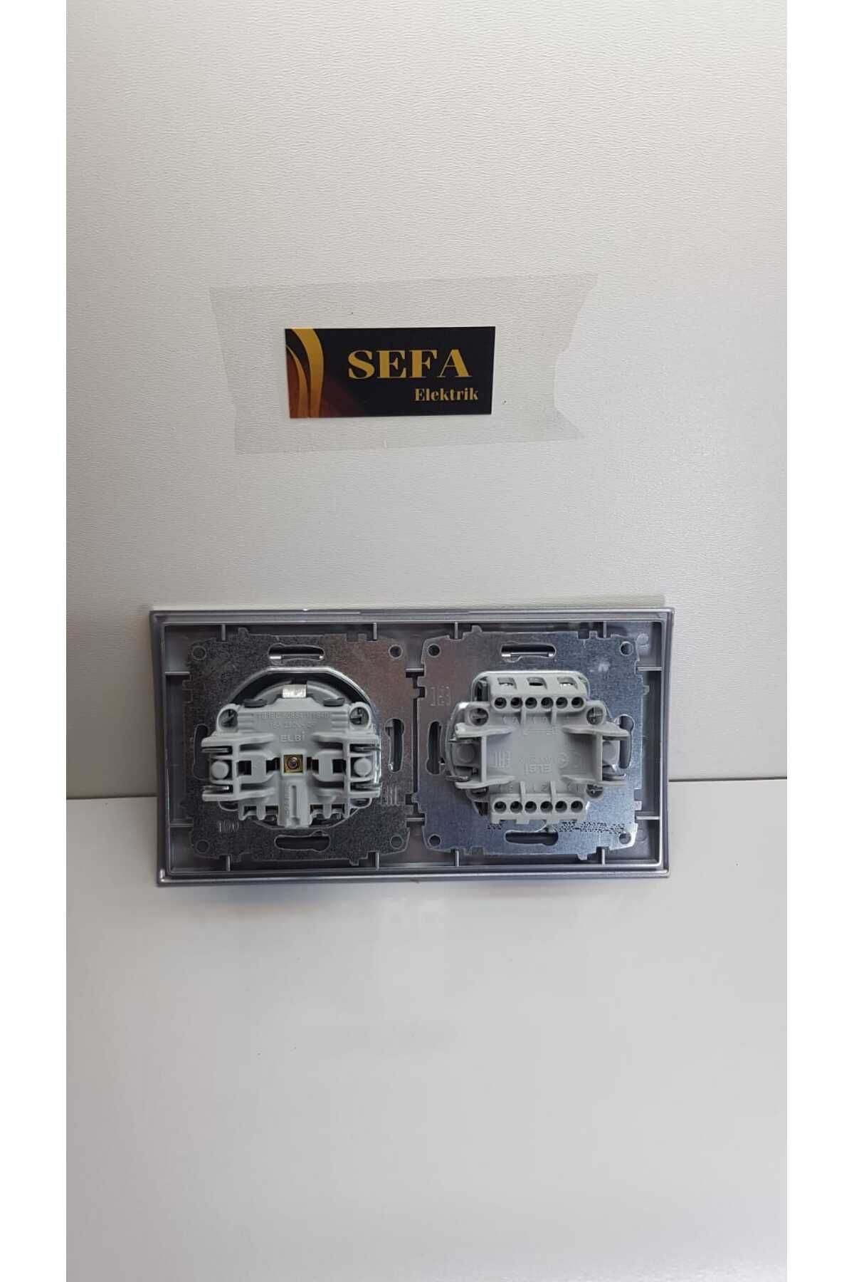 ELBİ-Zena Silverline Series - Metalic Gray Commutator and Grounded Socket Frame Doubled Suit 4