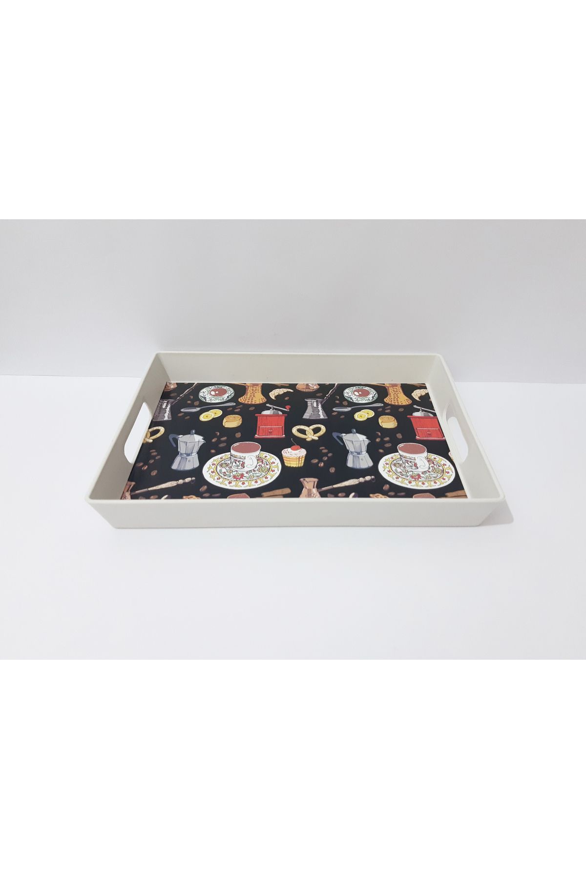 renkli çiçekler-Tea Tray Plastic Patterned Tea Tray 3