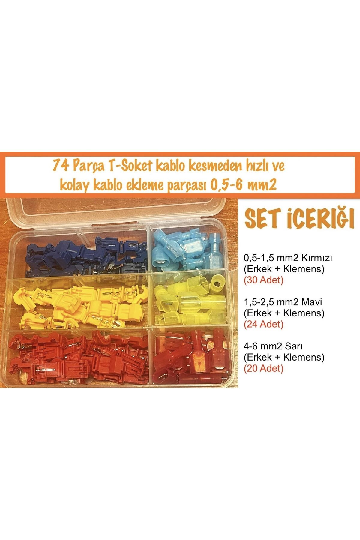 maasco-(74 Pieces) T-Socket quick and easy cable splicing set without cutting cables 2