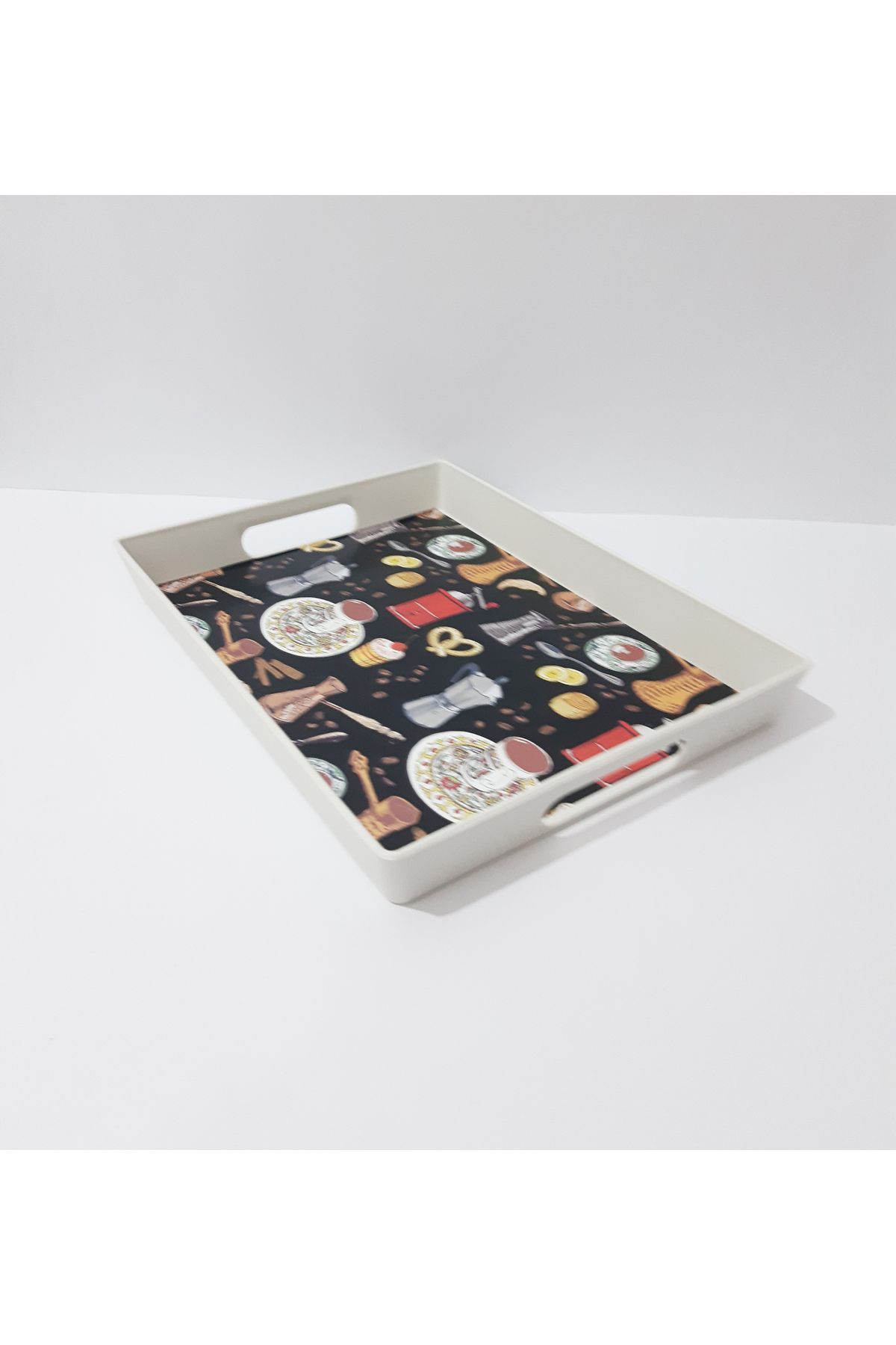 renkli çiçekler-Tea Tray Plastic Patterned Tea Tray 5