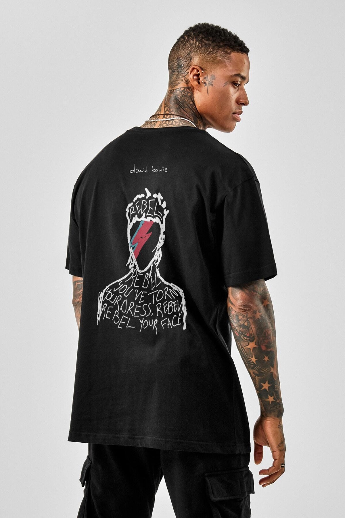 nrage Oversize David Bowie Bask l Siyah Tshirt NRAGE202 Fiyat