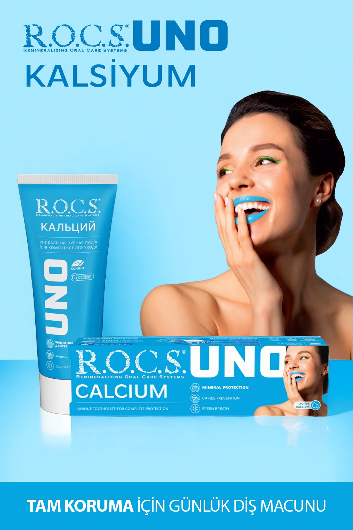 R.O.C.S.-Rocs Uno Fast Whitening Toothpaste 74g and Rocs Calcium Full Protection Toothpaste 74g Set of 2 3
