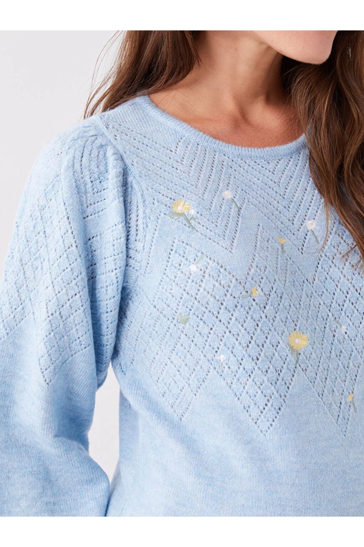 LC Waikiki-LCWAIKIKI Maternity Crew Neck Openwork Long Sleeve Maternity Knitwear Sweater 4