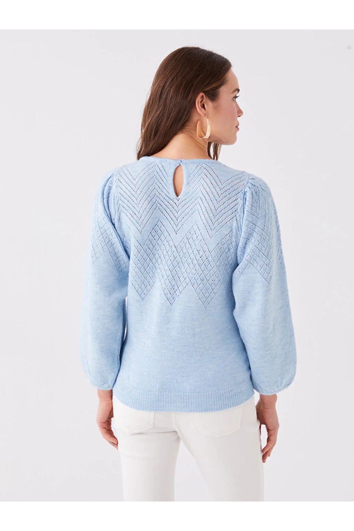 LC Waikiki-LCWAIKIKI Maternity Crew Neck Openwork Long Sleeve Maternity Knitwear Sweater 5