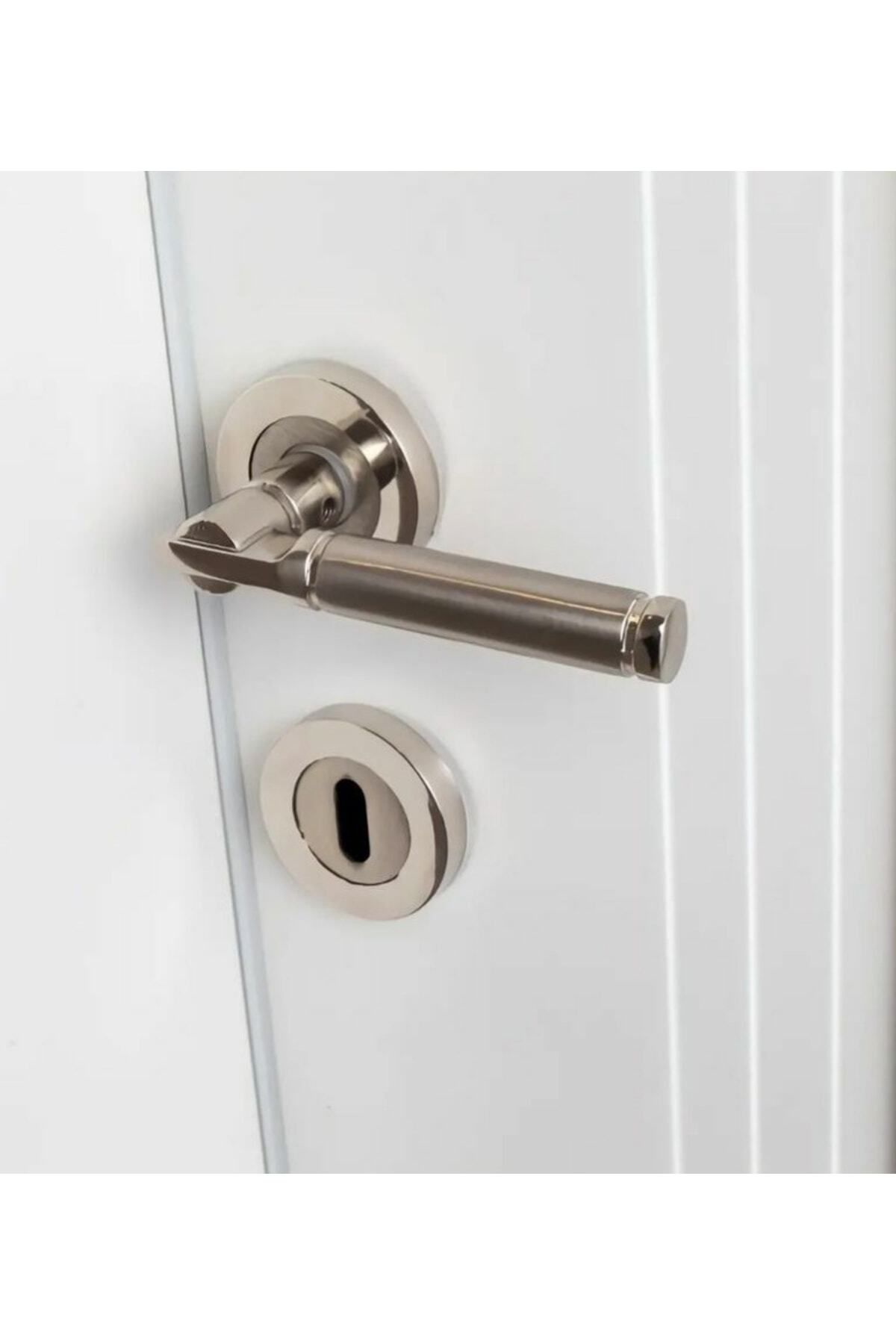 ARON-Sofuoğlu Şebboy Badge Nickel Satin (BATHROOM-WC) Door Handle & (BATHROOM-WC) Door Lock 1 Set 5