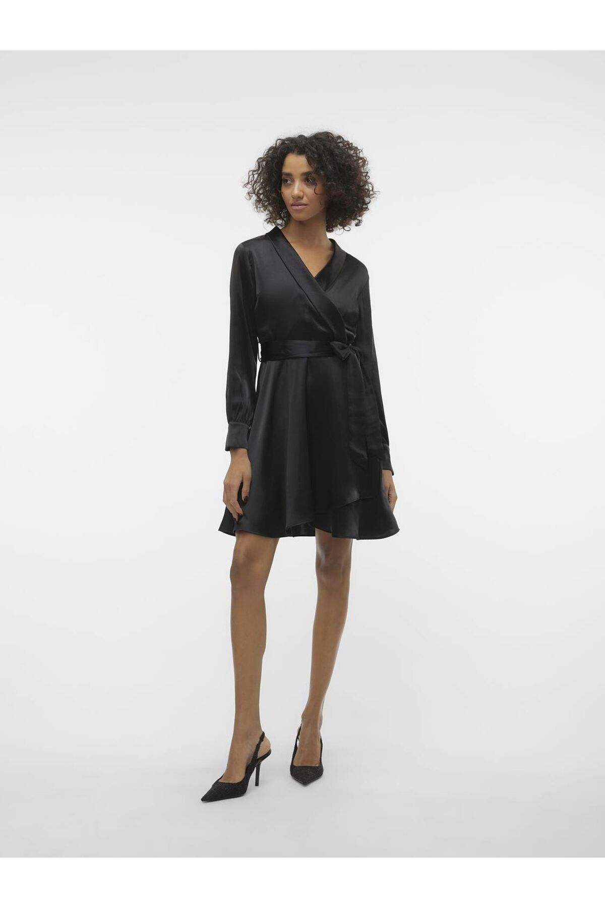 Vero Moda-Kleid VMBEATRICE LS SHAWL NECK KURZES KLEID VMA 4