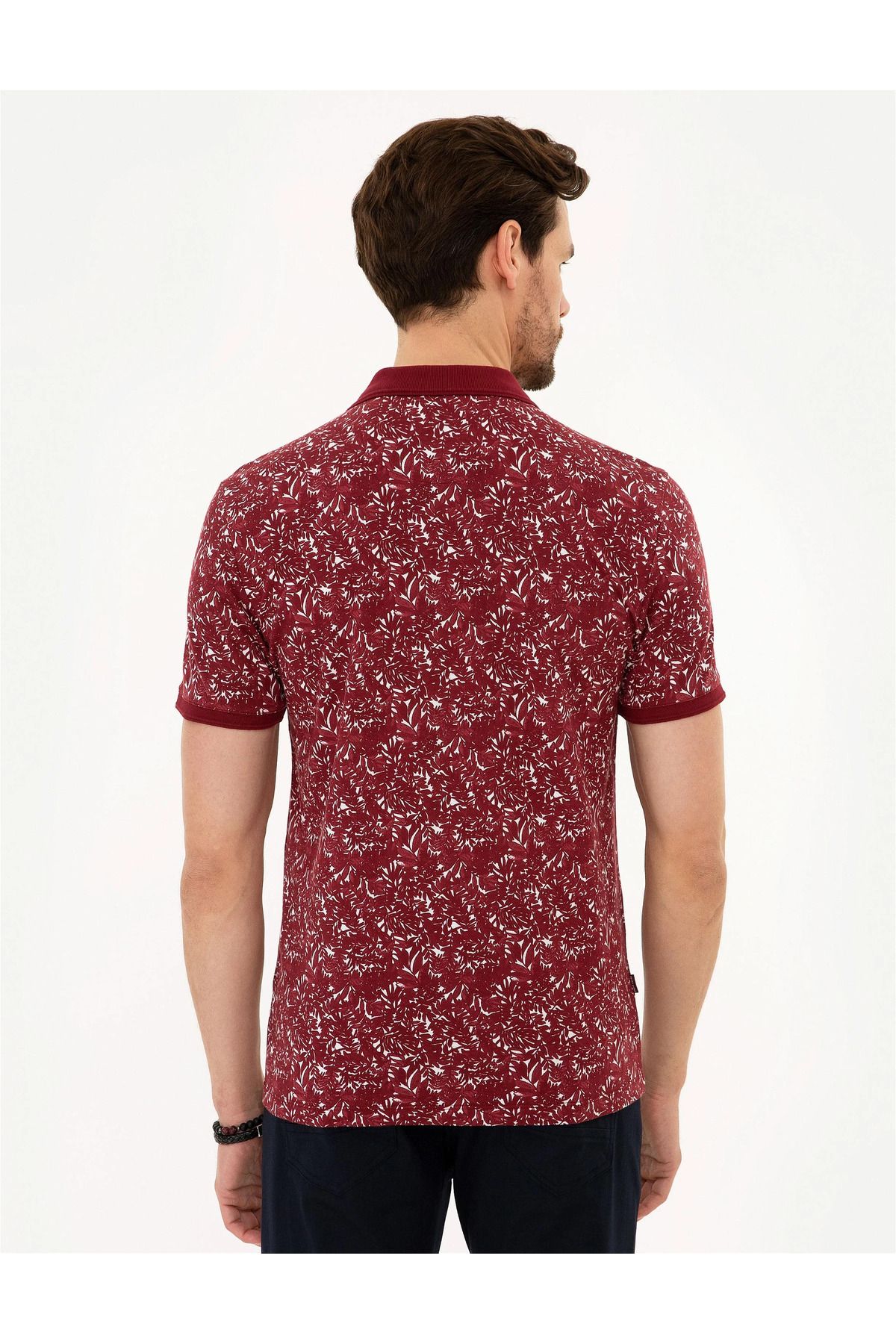تی شرت یقه پولو قرمز مردانه باریک Claret Red Slim Fit G021GL011.000.990800.VR014 Pierre Cardin