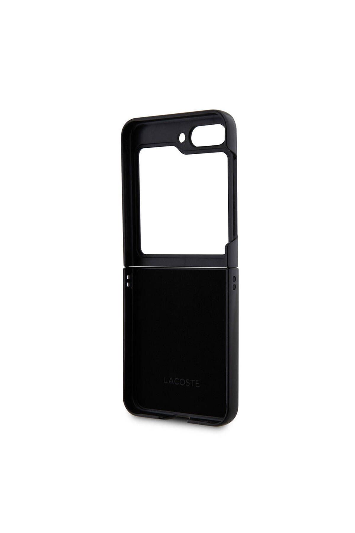 کاور و قاب چند رنگ Galaxy Z Flip 5 مورد سازگار دارای مجوز PU PIKE با الگوی آبی سطح آرم تمساح نمادین Lacoste