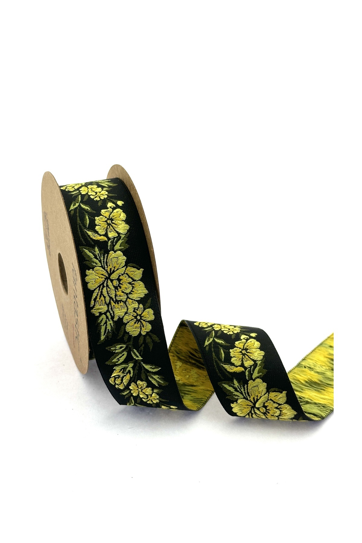 FLORAL PATTERNED WOVEN BORDER RIBBON (35mm WIDTH - 10mt LENGTH)