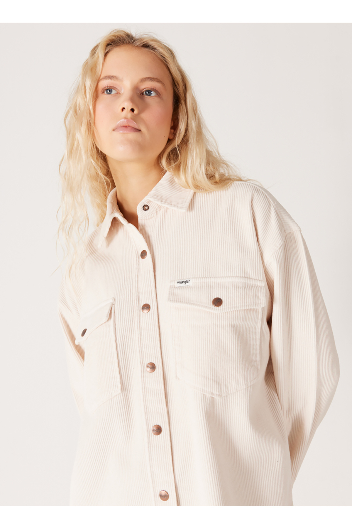 Wrangler  Oversize Gömlek Yaka Ekru Kadın Gömlek W232160104-Ekru - Görsel 2