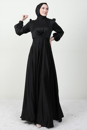 Giza Giyim Çapraz Kuşaklı Abiye Siyah